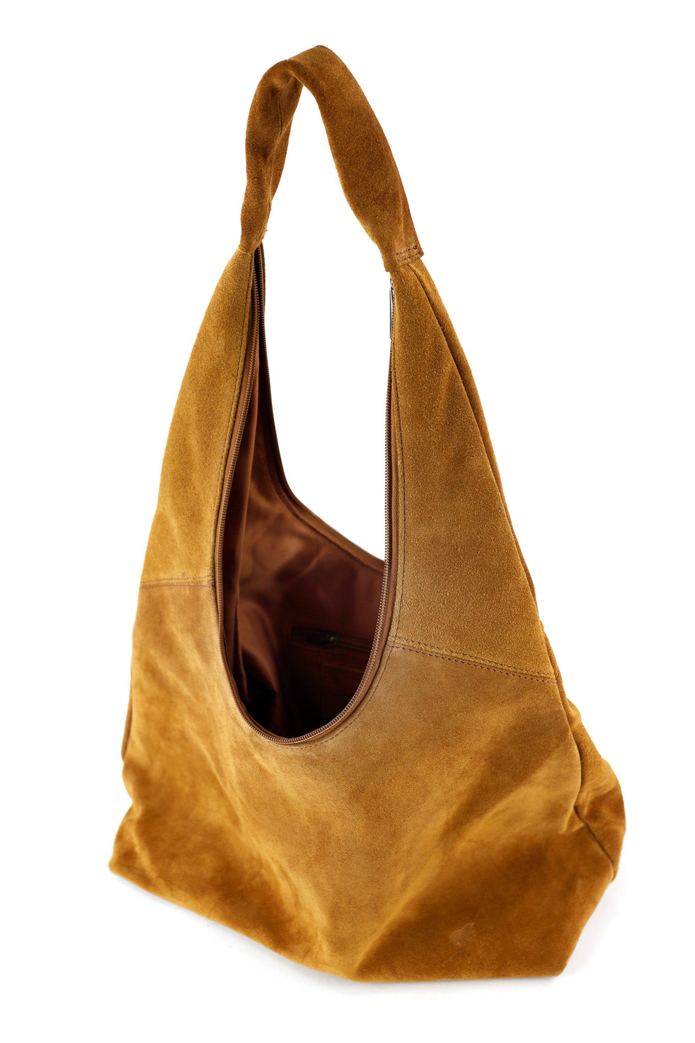 Velours Beuteltasche 'Pauline' Cognac