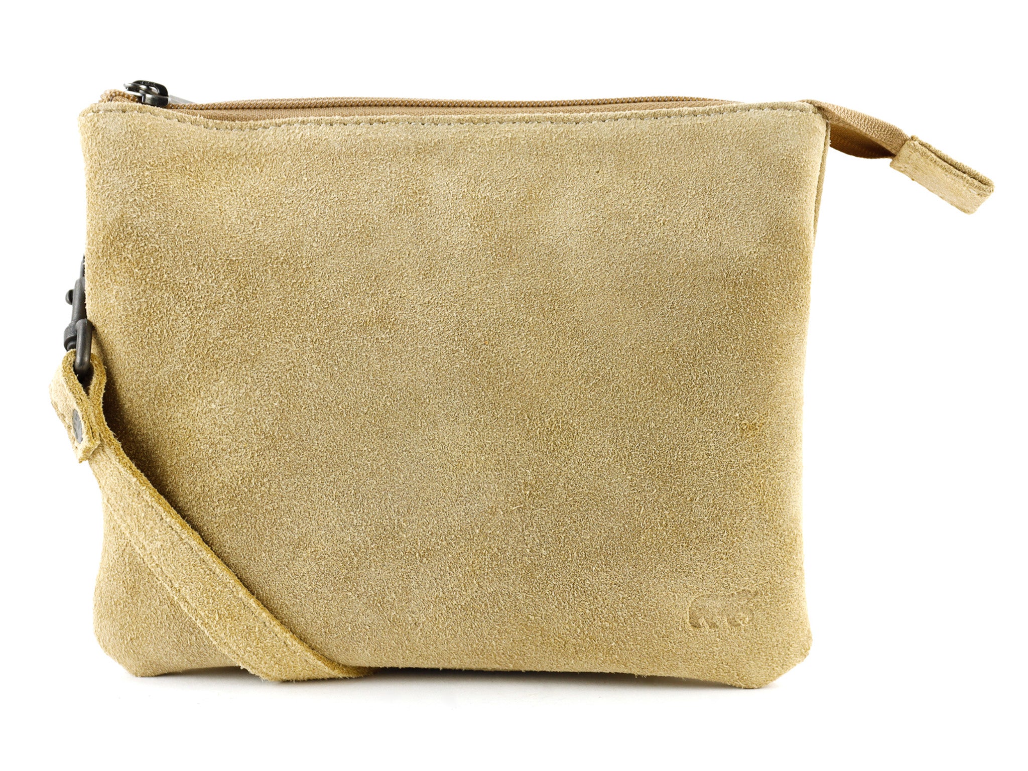 Veloursleder Schultertasche „Marthe“ Bisquit