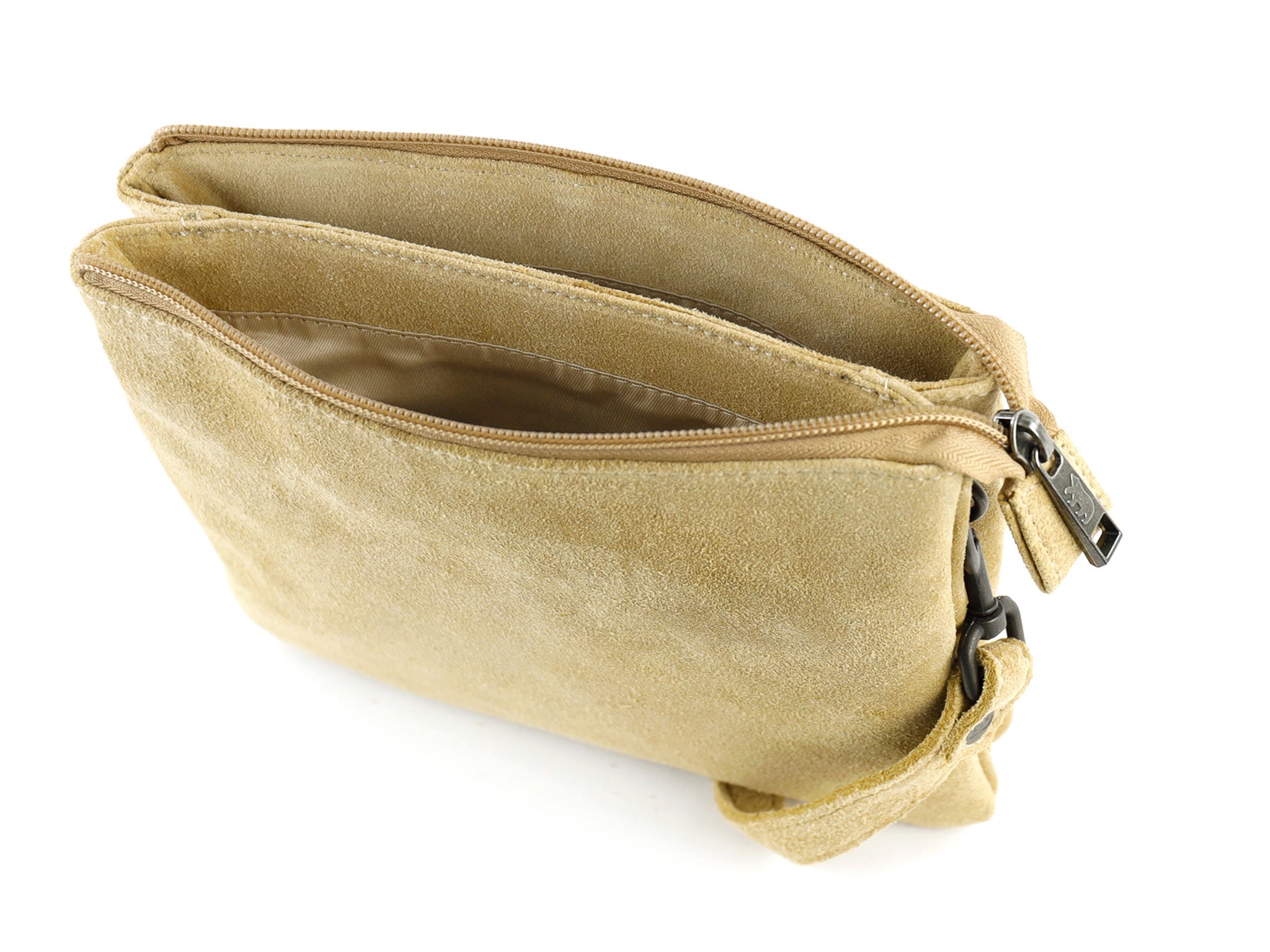 Veloursleder Schultertasche „Marthe“ Bisquit