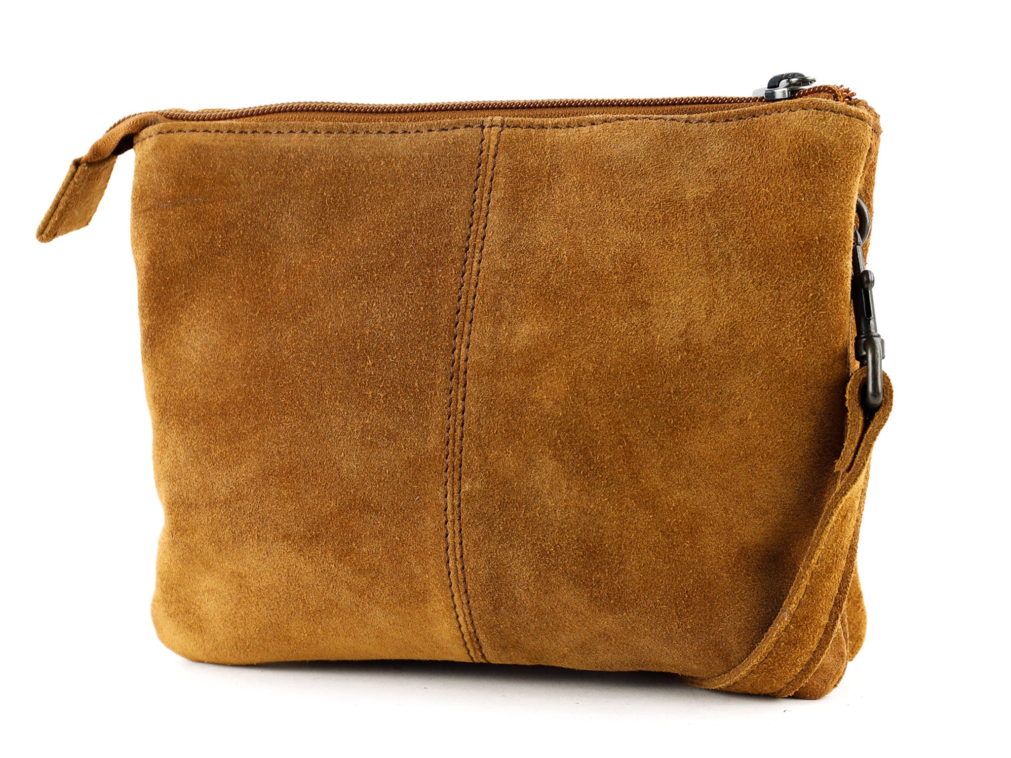 Veloursleder Schultertasche „Marthe“ Cognac