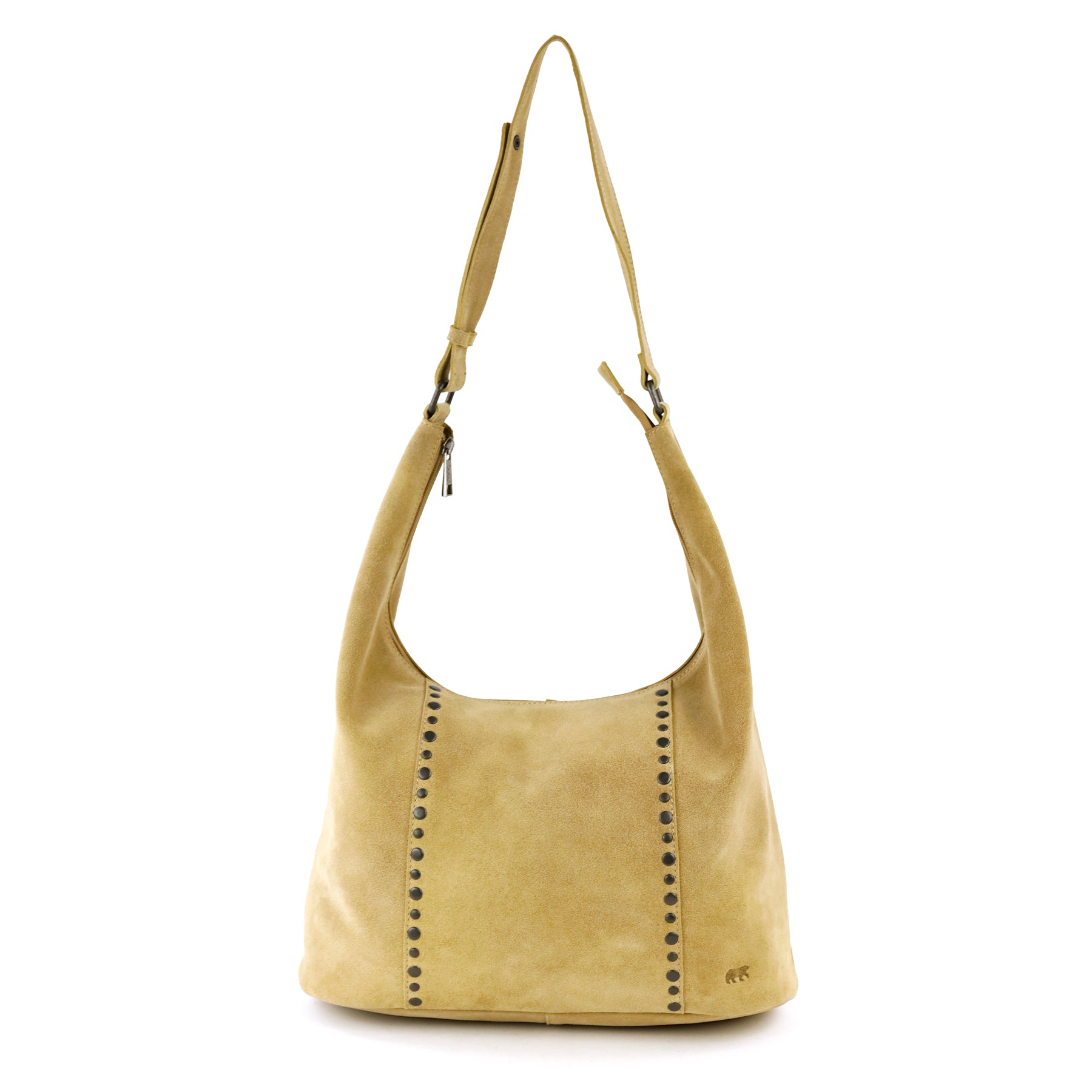 Velours Beuteltasche mit Nieten 'Cecilia' Bisquit