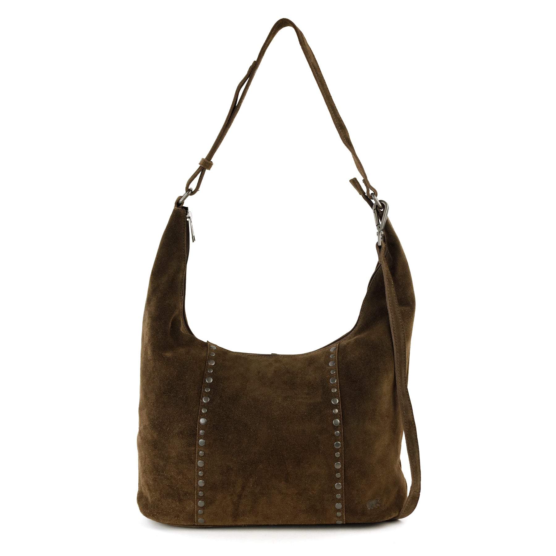 Velours Beuteltasche mit Nieten 'Cecilia' Dunkelbraun