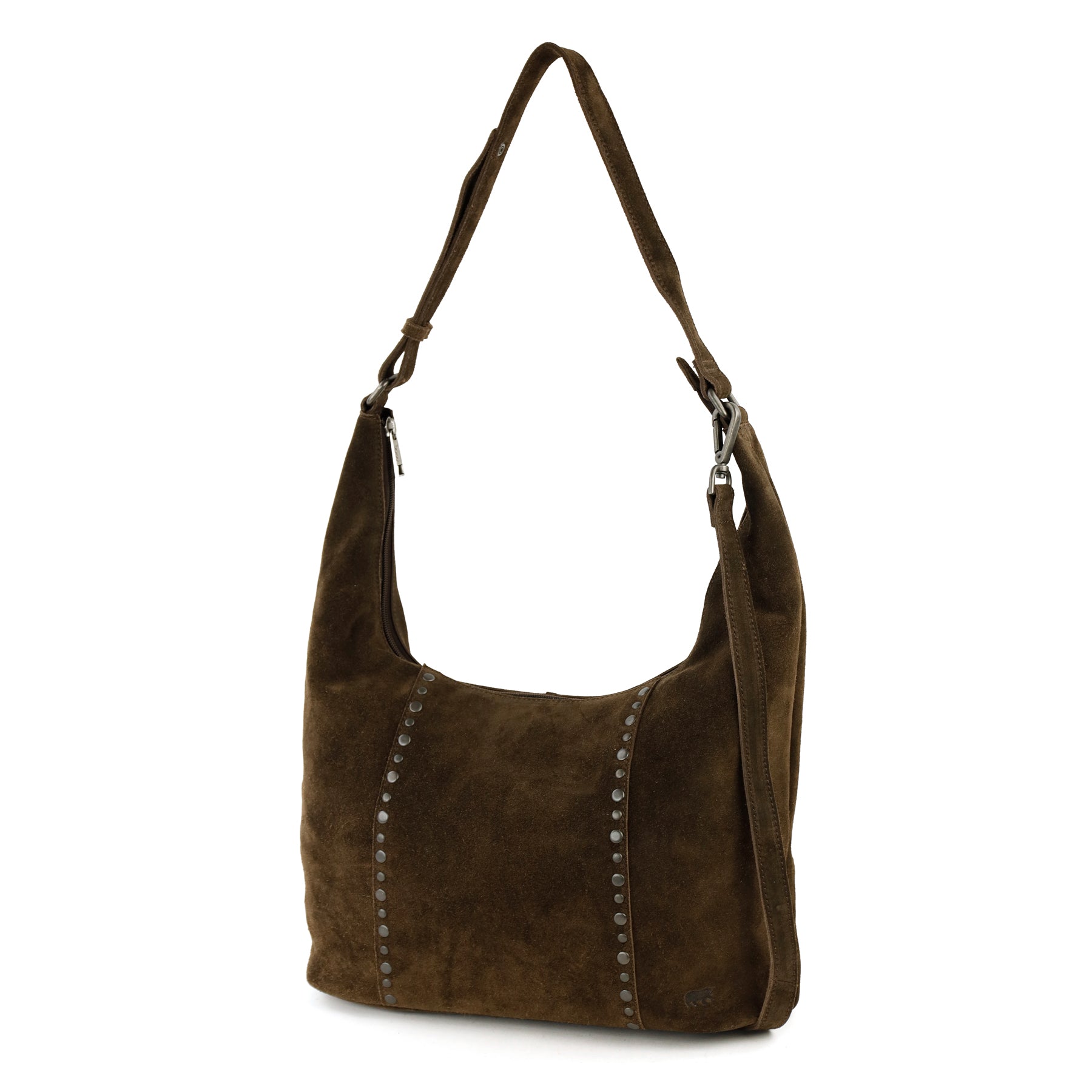 Velours Beuteltasche mit Nieten 'Cecilia' Dunkelbraun