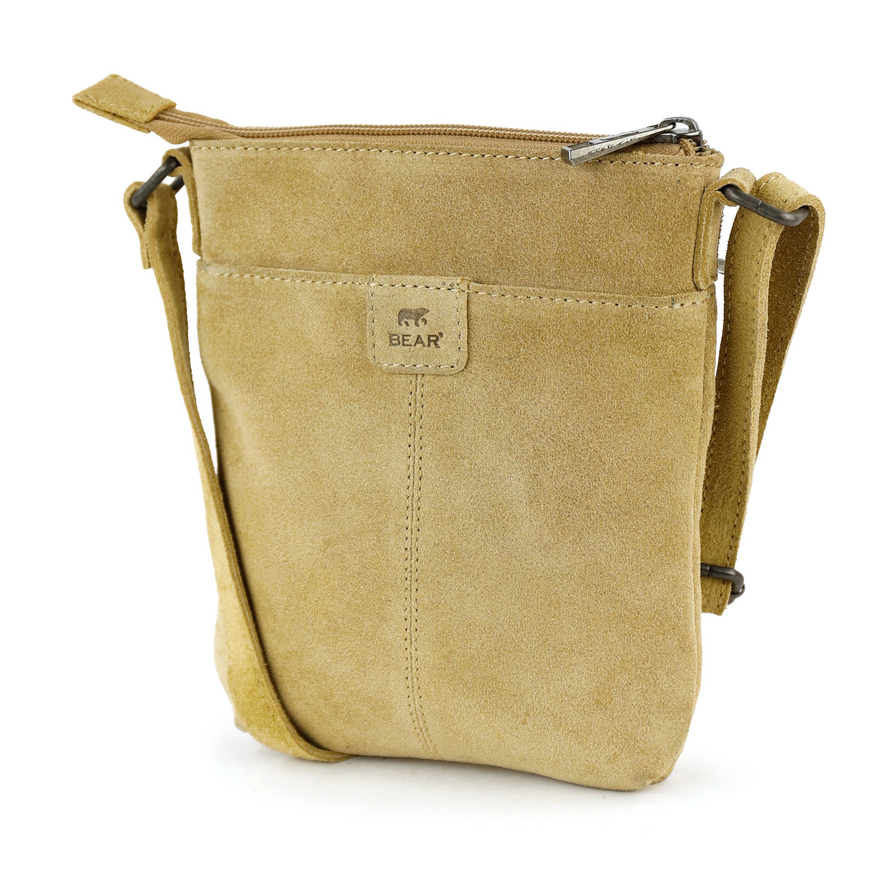 Velours Umhängetasche mit Nieten 'Clara' Bisquit