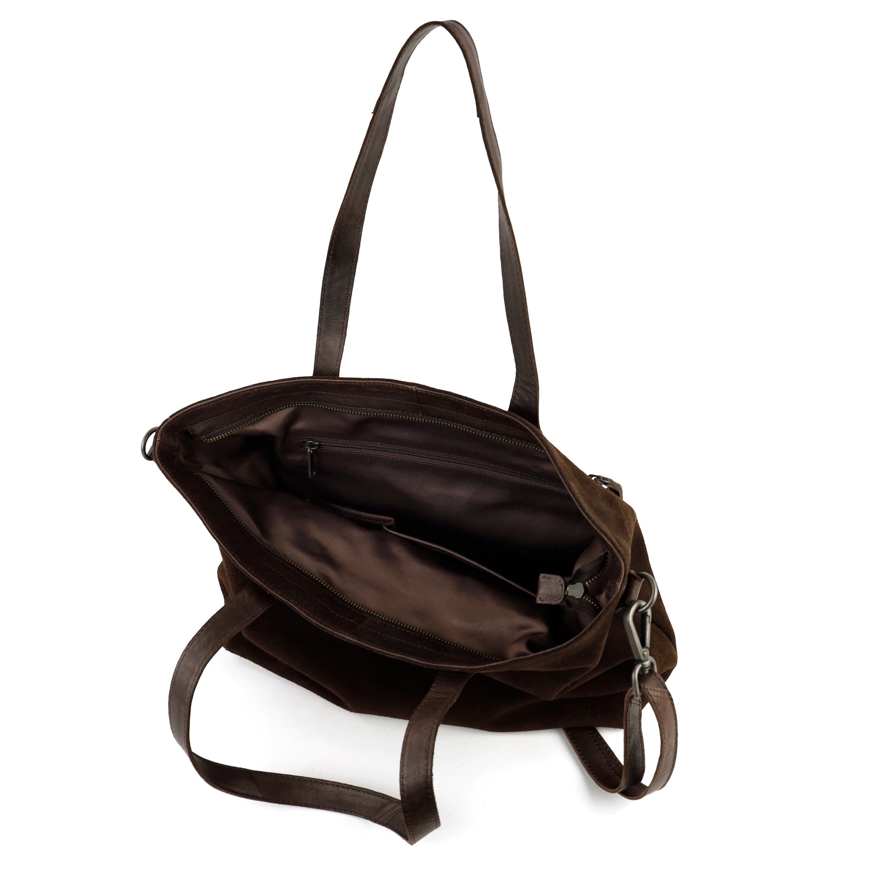 Velours Shopper/Umhängetasche 'Annelies' Dunkelbraun