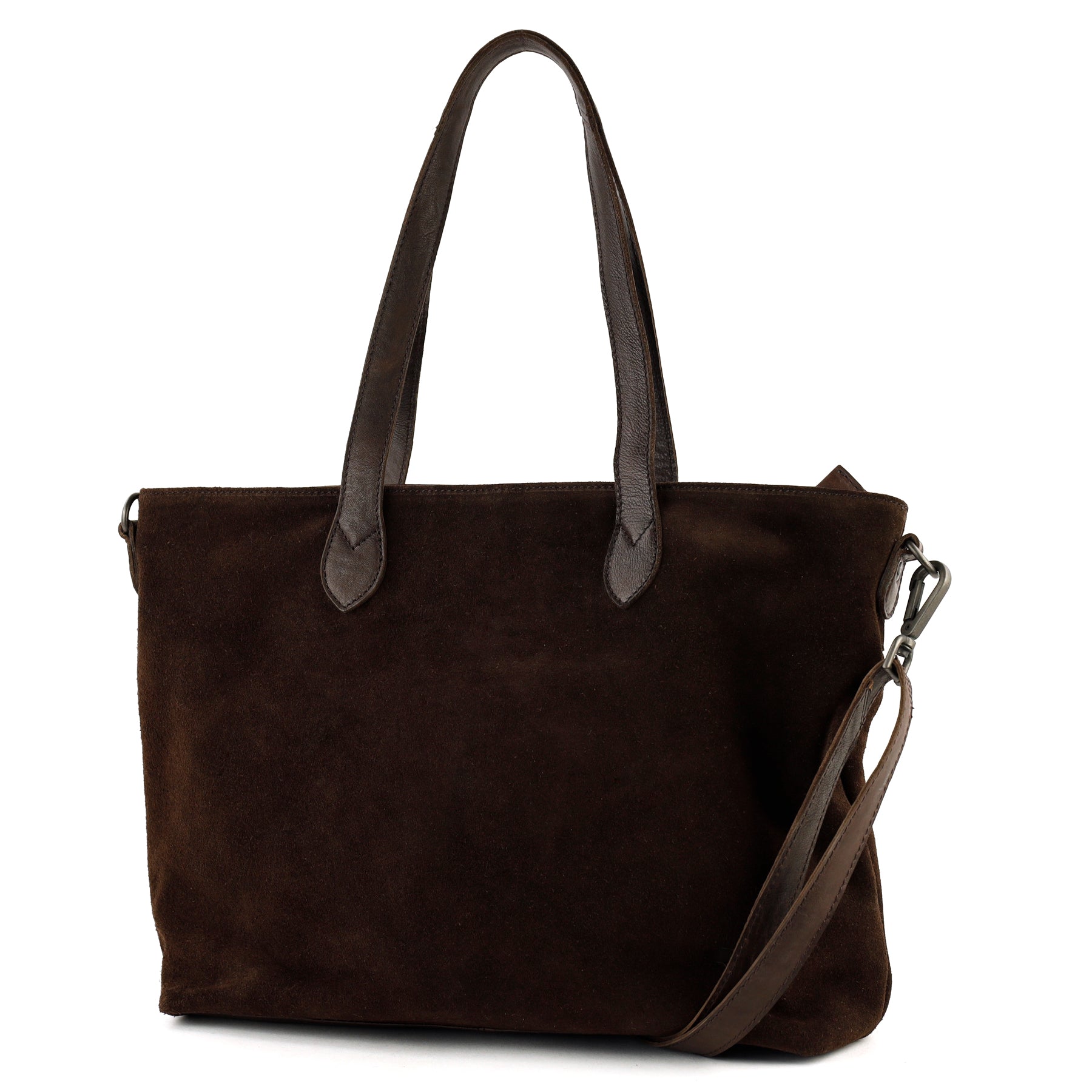 Velours Shopper/Umhängetasche 'Annelies' Dunkelbraun