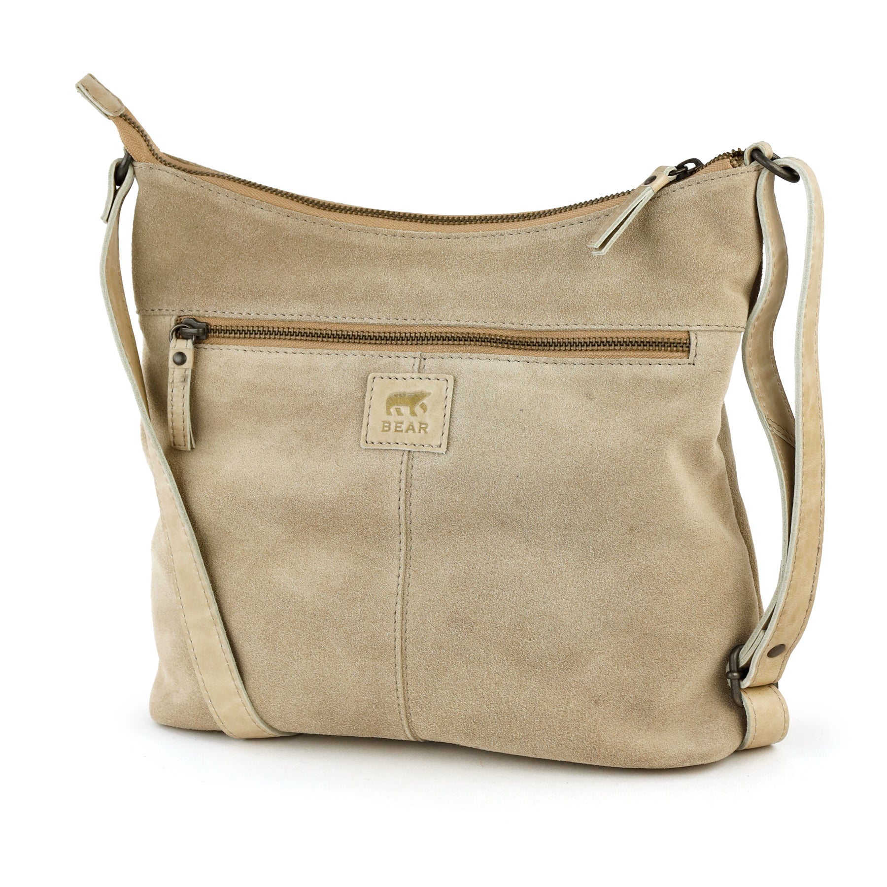 Velours Umhängetasche 'Amber' Beige