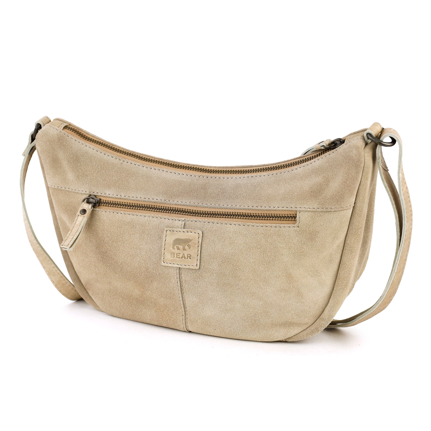Velours Crossbody Tasche 'Jade' Beige