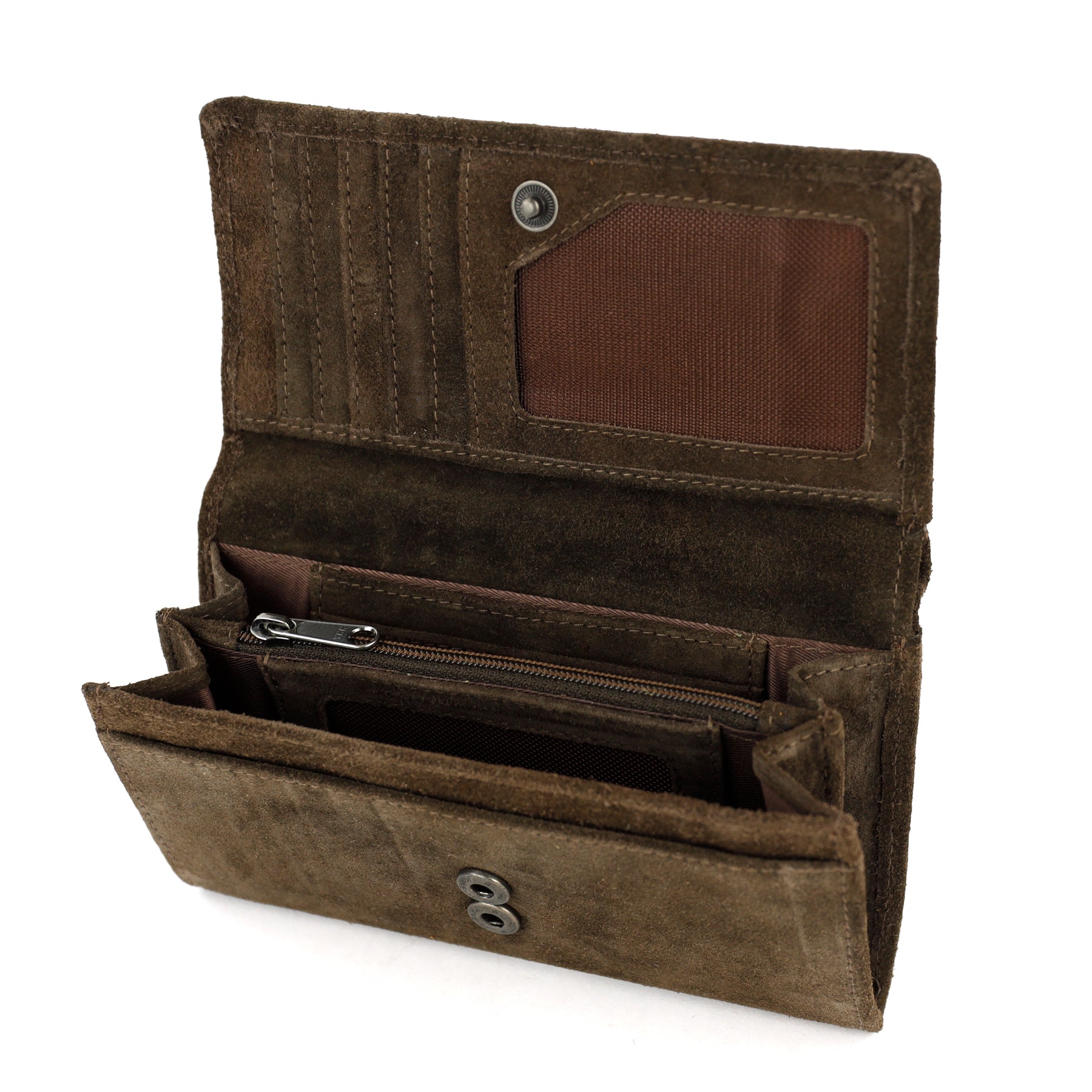 Velours RFID Geldbörse mit Überschlag 'Sweety' XL Dunkelbraun