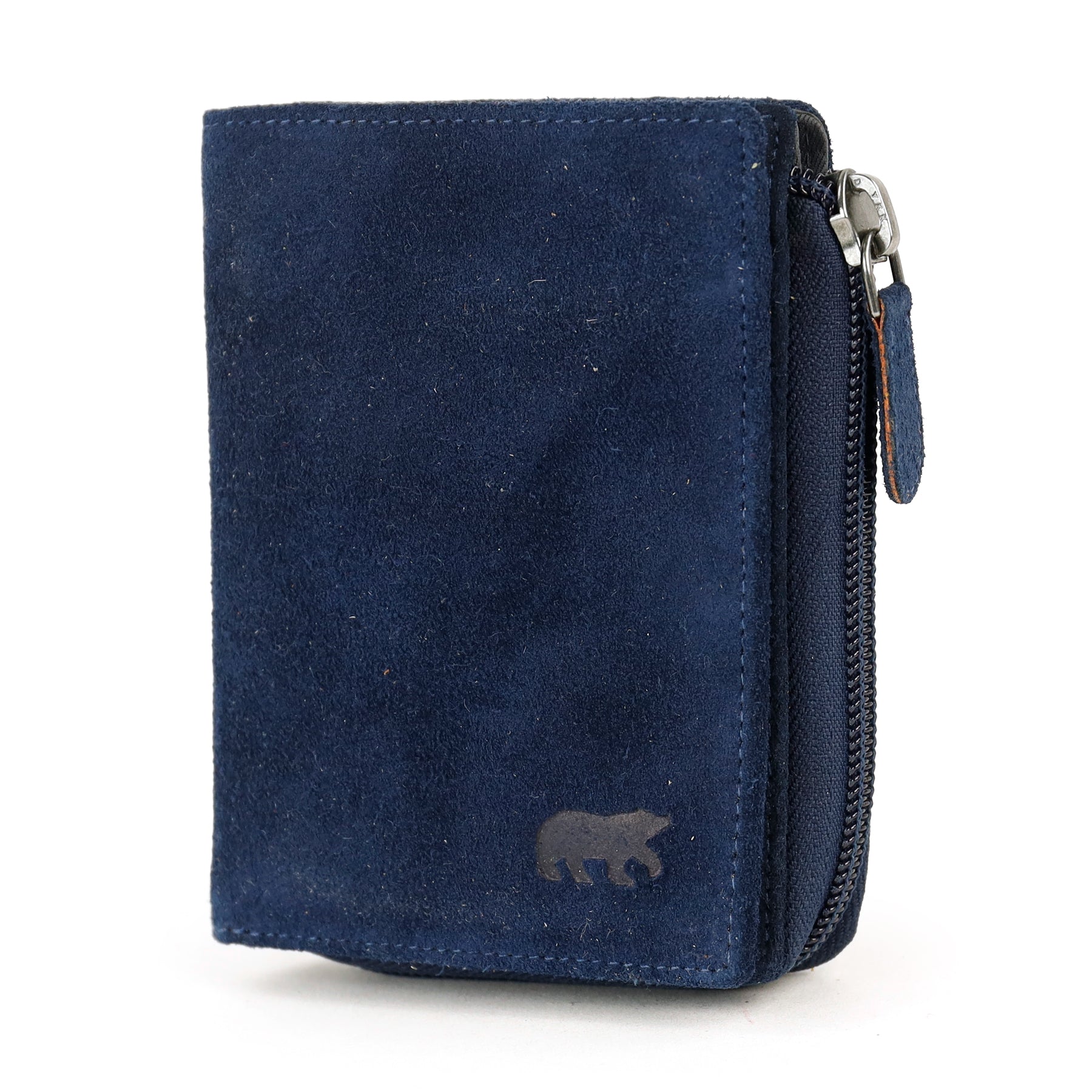 Velours RFID Geldbörse mit Reißverschluss 'Gungun' Dunkelblau