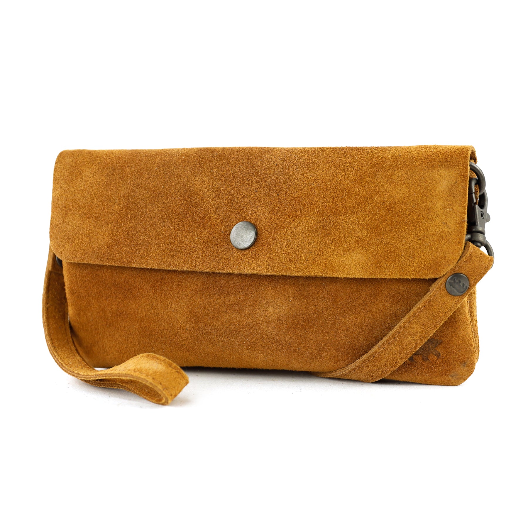 Velours Clutch/Mini-Umhängetasche 'Lydia' Cognac