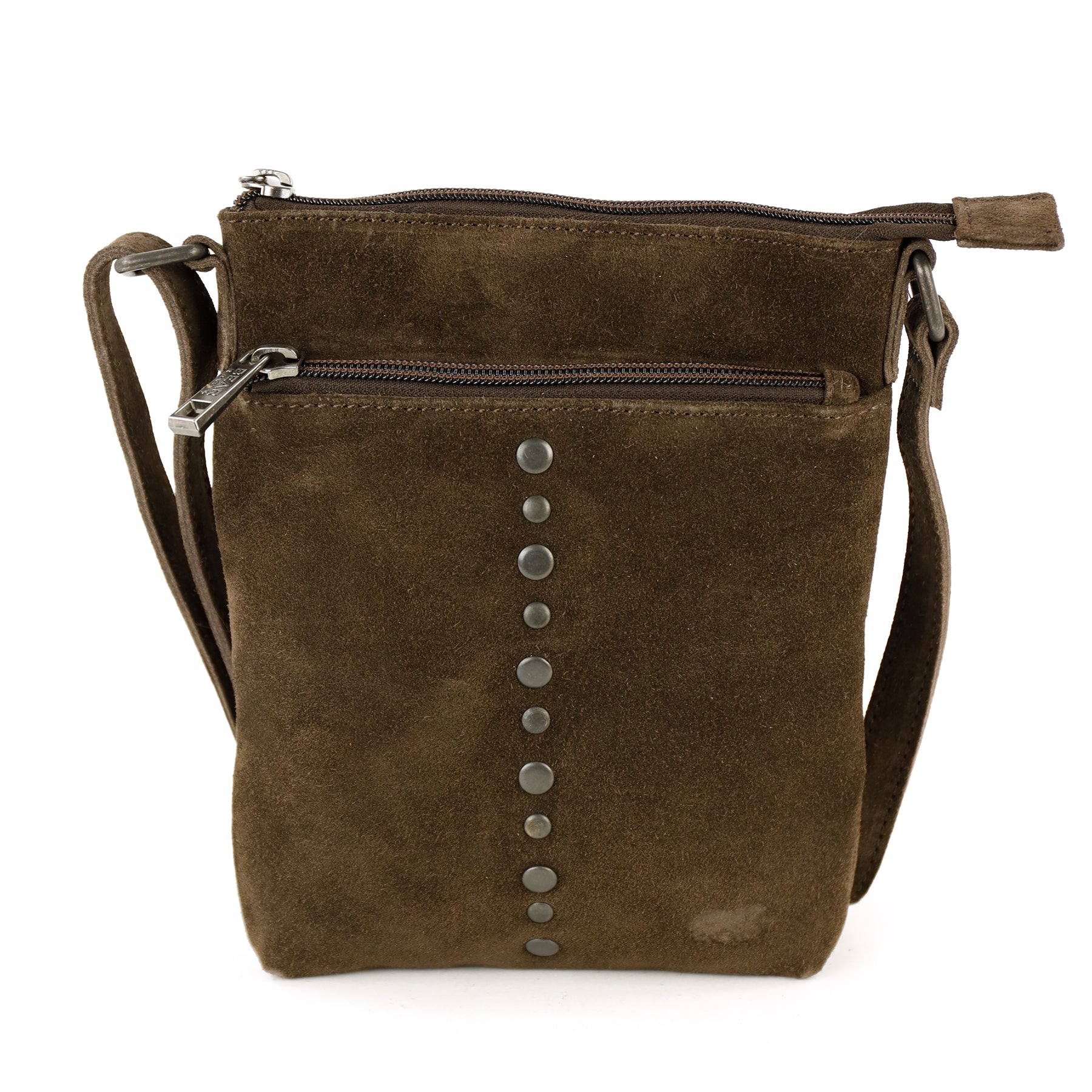 Velours Umhängetasche mit Nieten 'Clara' Dunkelbraun