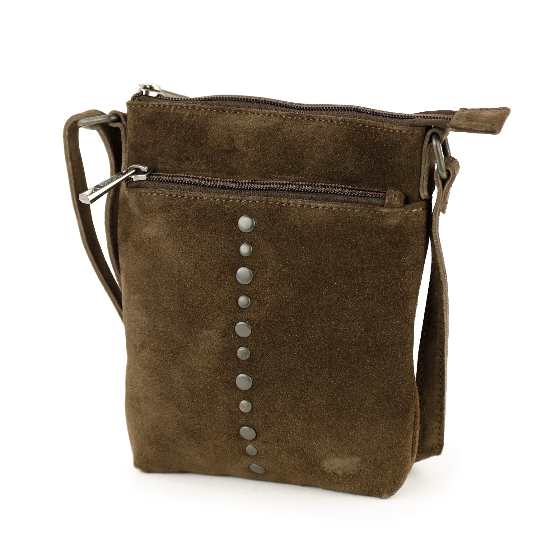 Velours Umhängetasche mit Nieten 'Clara' Dunkelbraun