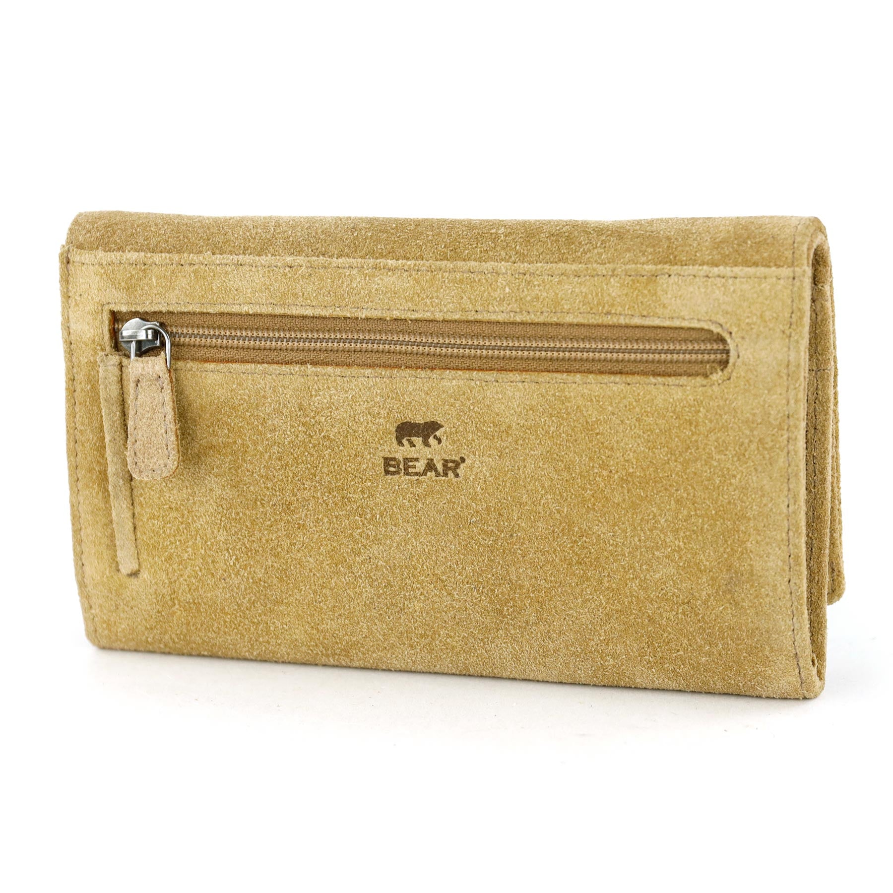 Velours RFID Geldbörse mit Überschlag 'Sweety' XL Bisquit