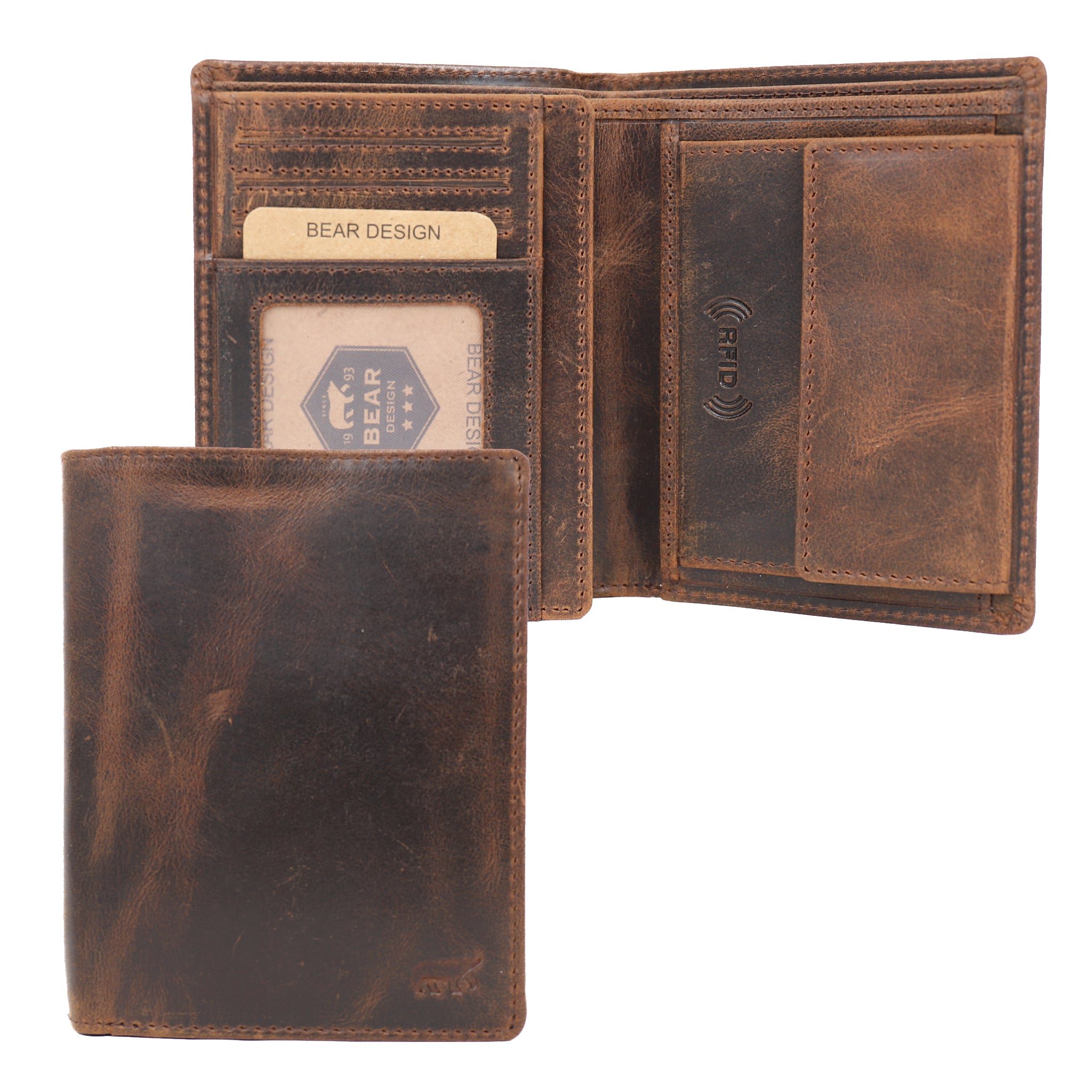 Hohes Portemonnaie 'Iwan' Vintage Braun