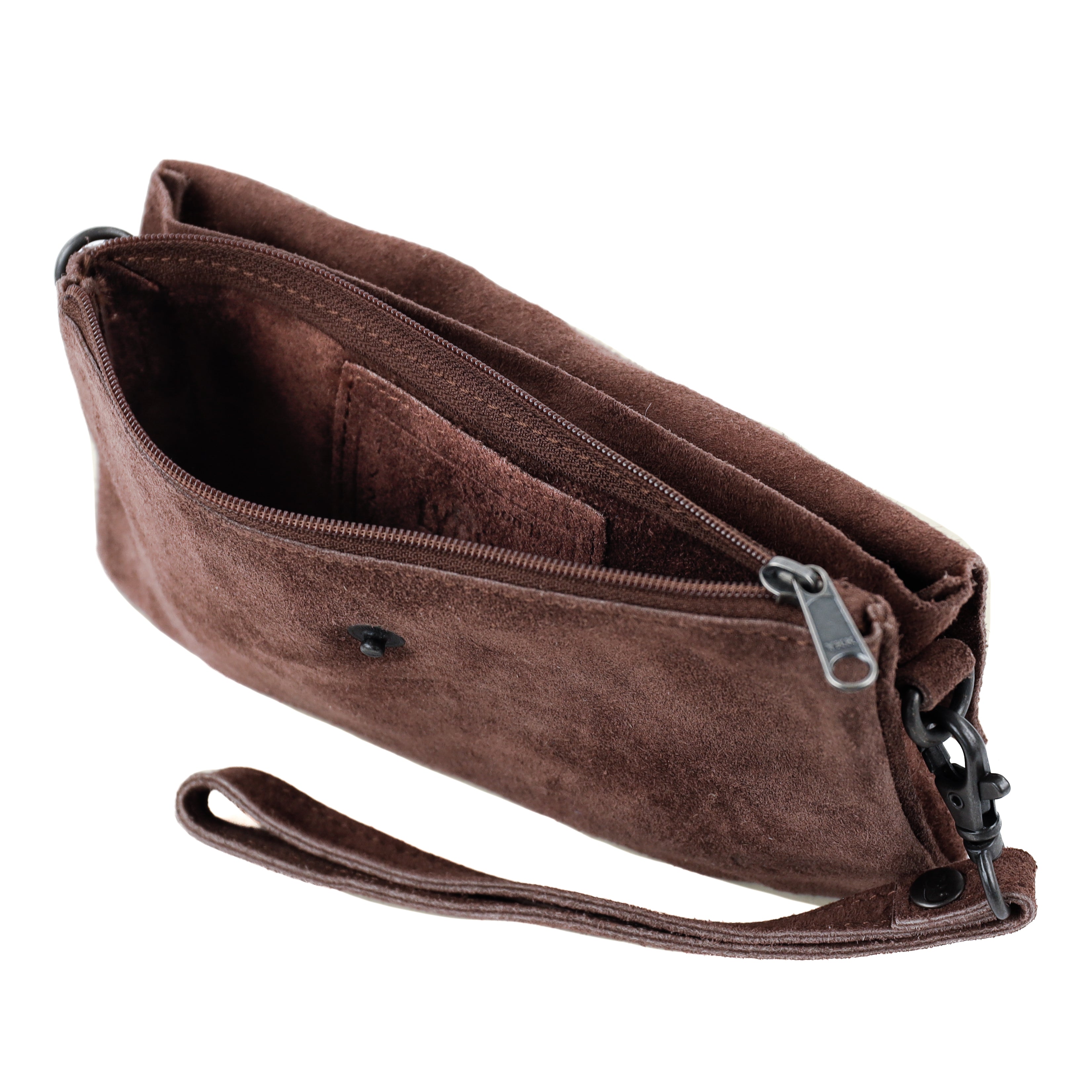 Velours Clutch/Mini-Umhängetasche 'Lydia' Choco