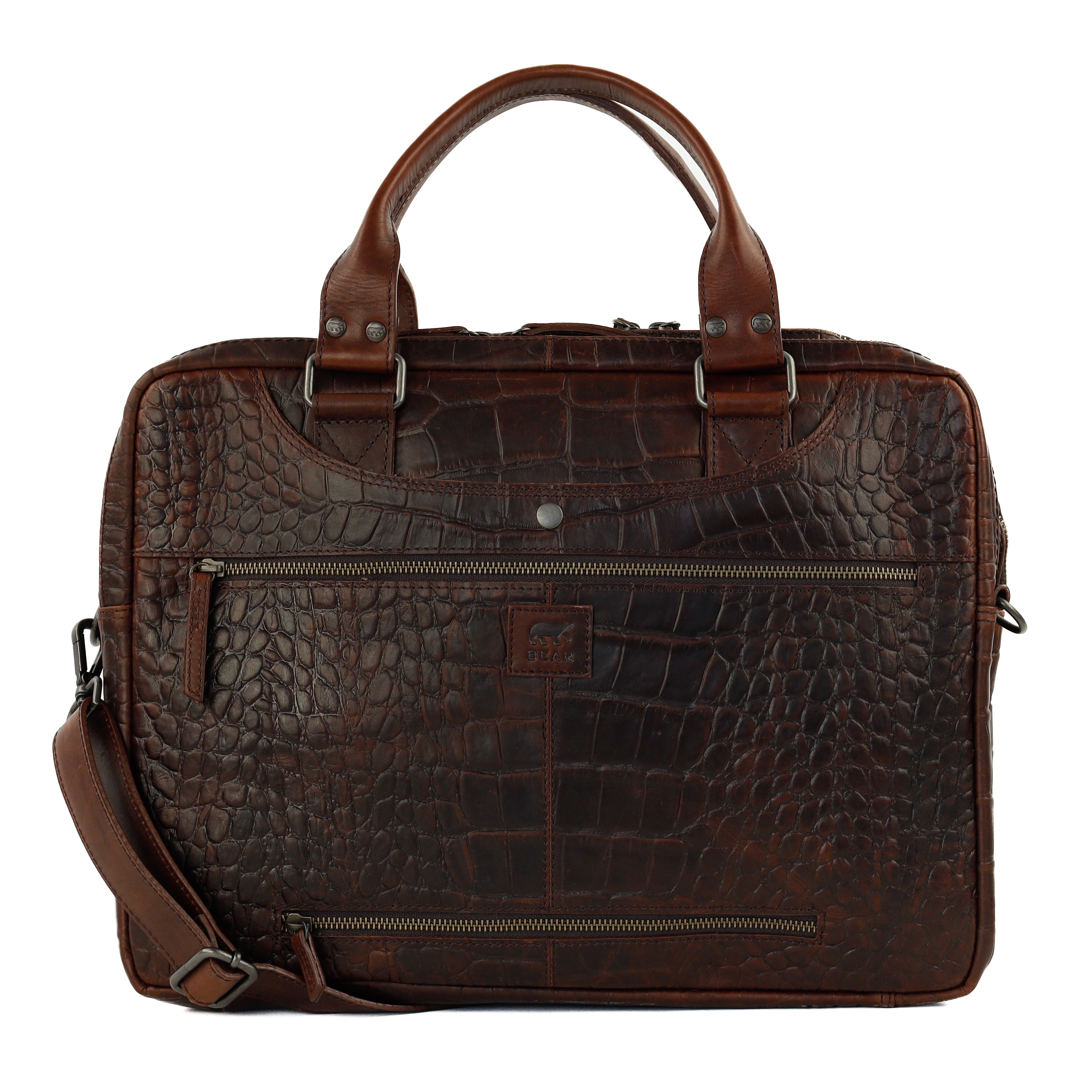 Croco Laptoptasche 15.6" 'Victoria' Dunkelbraun