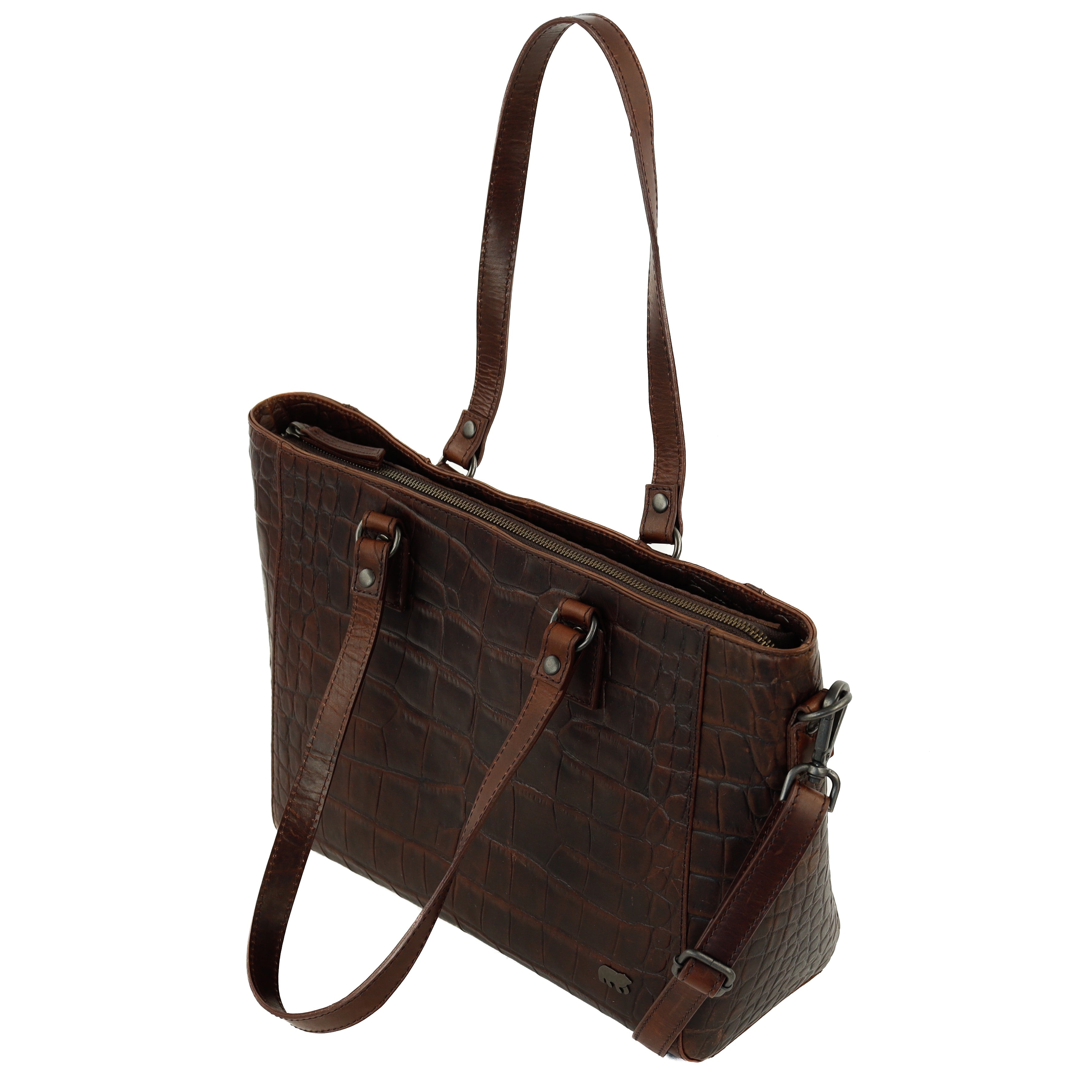 Croco Shopper 'Chiara' Dunkelbraun