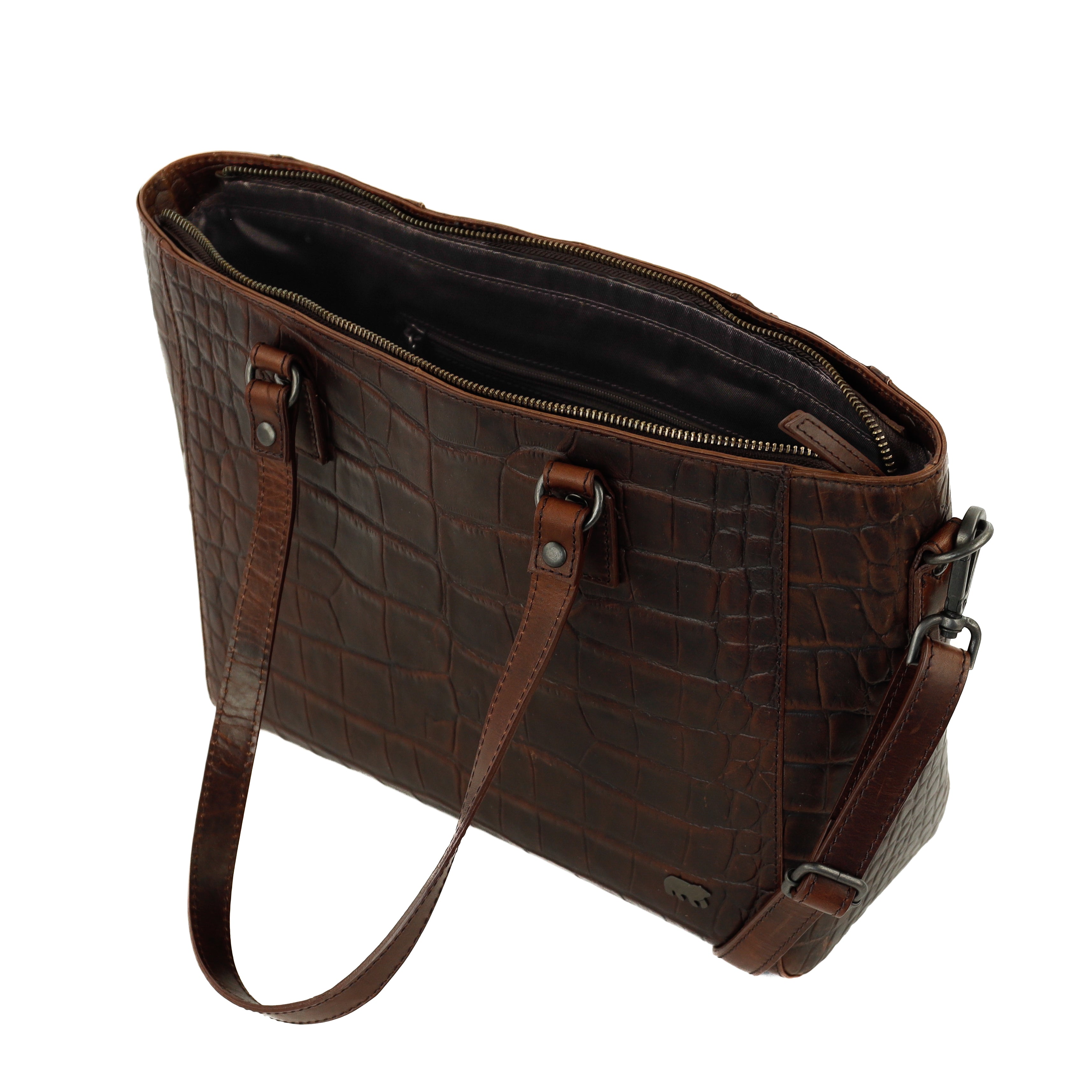 Croco Shopper 'Chiara' Dunkelbraun