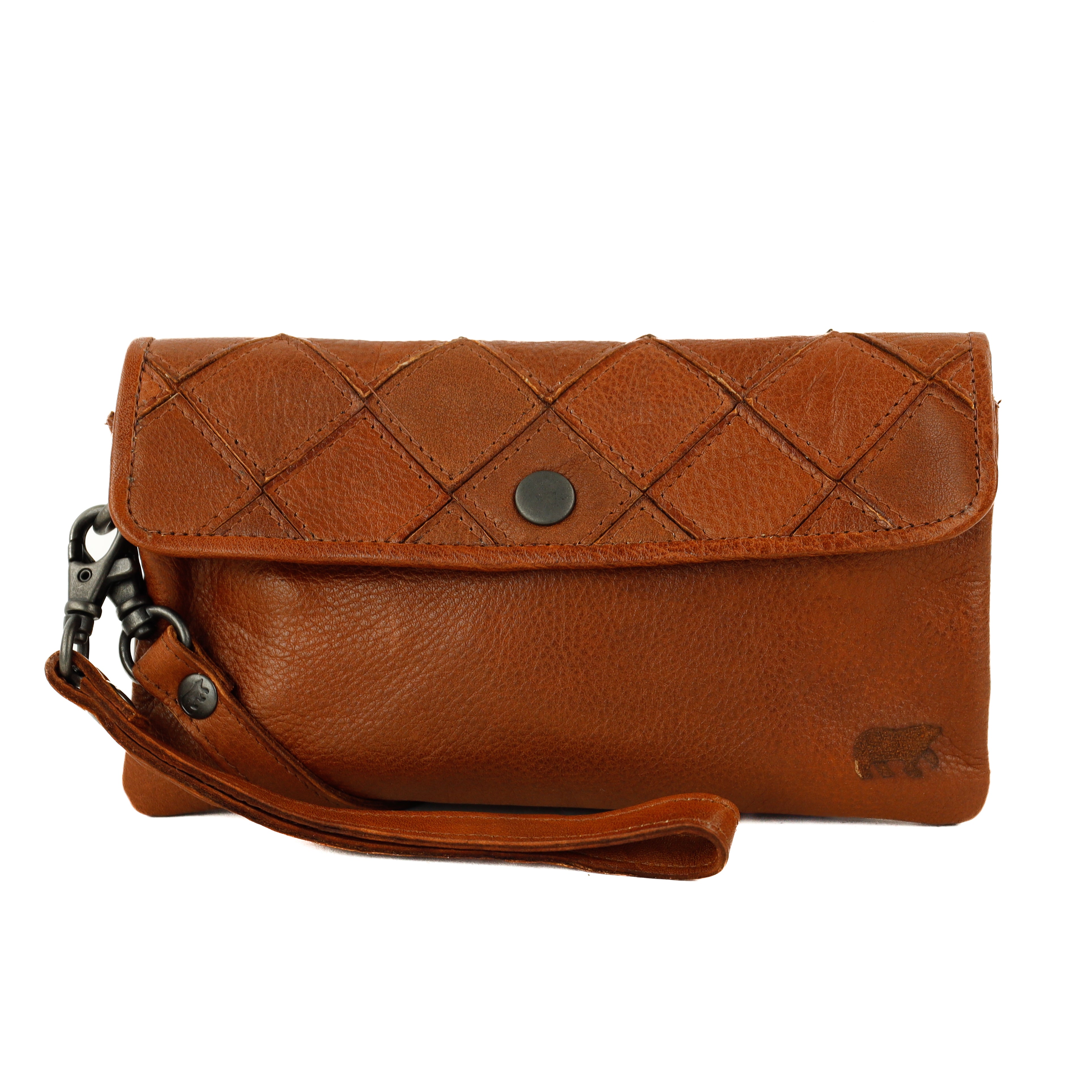 Clutch/Mini-Umhängetasche „Valentina“ Cognac