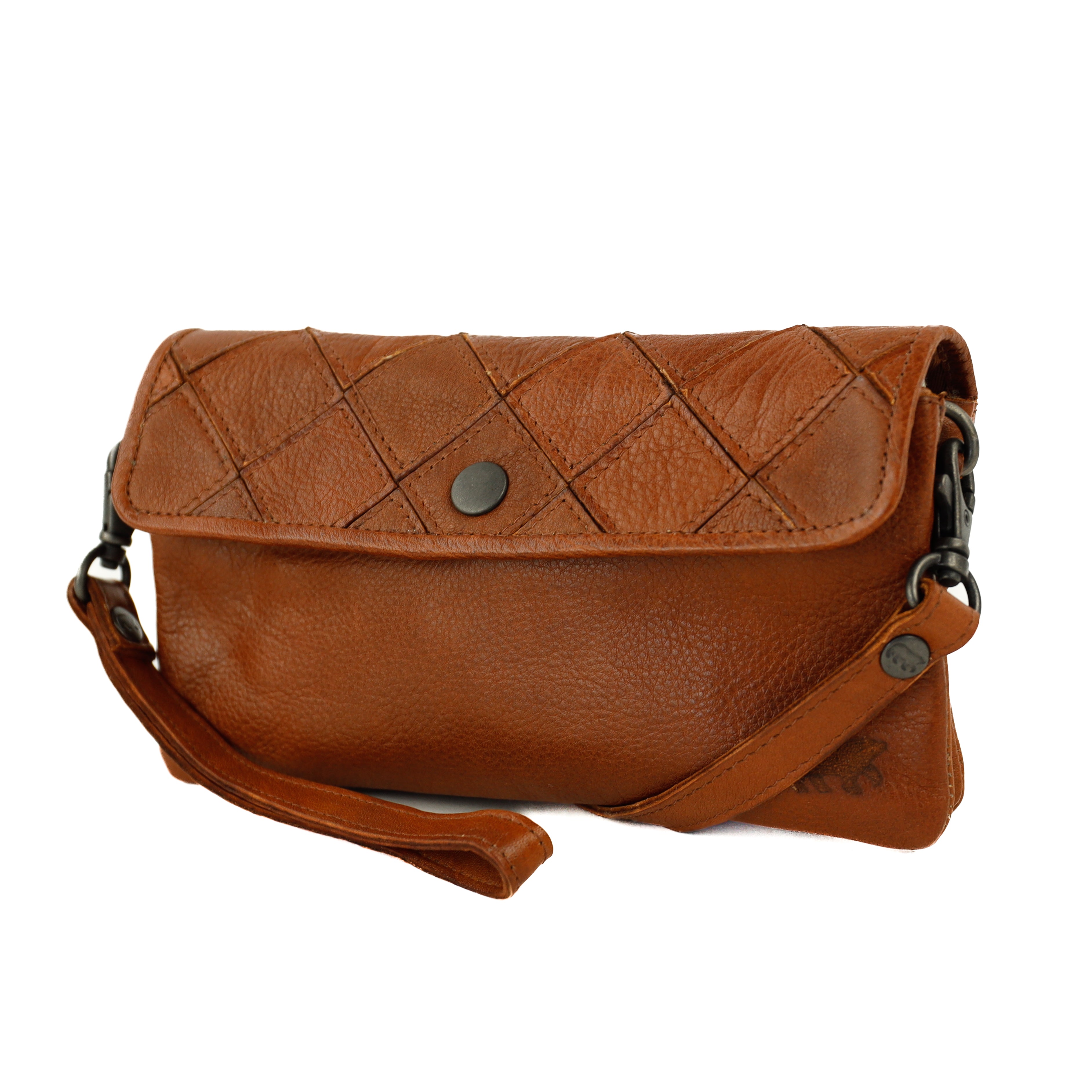Clutch/Mini-Umhängetasche „Valentina“ Cognac