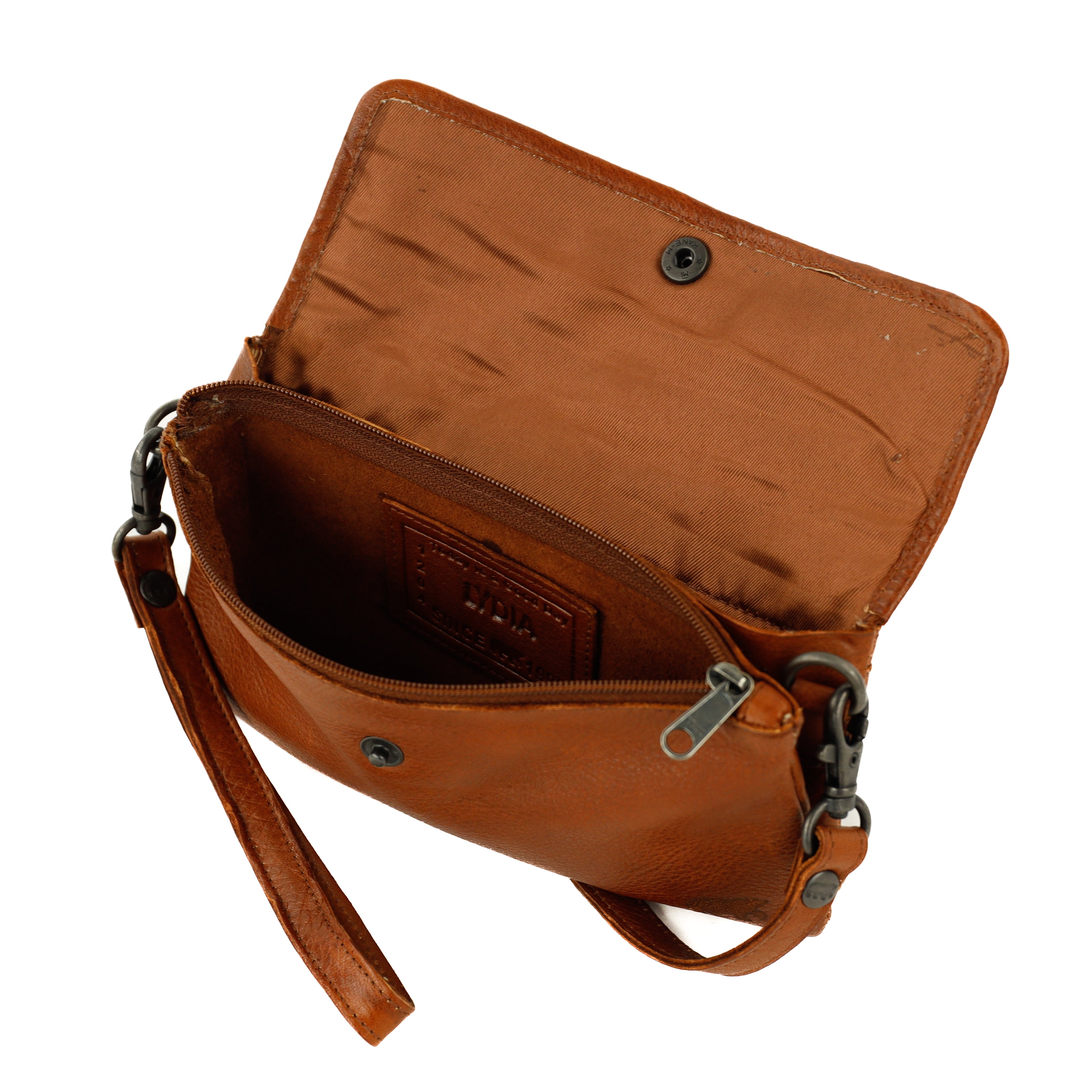 Clutch/Mini-Umhängetasche „Valentina“ Cognac