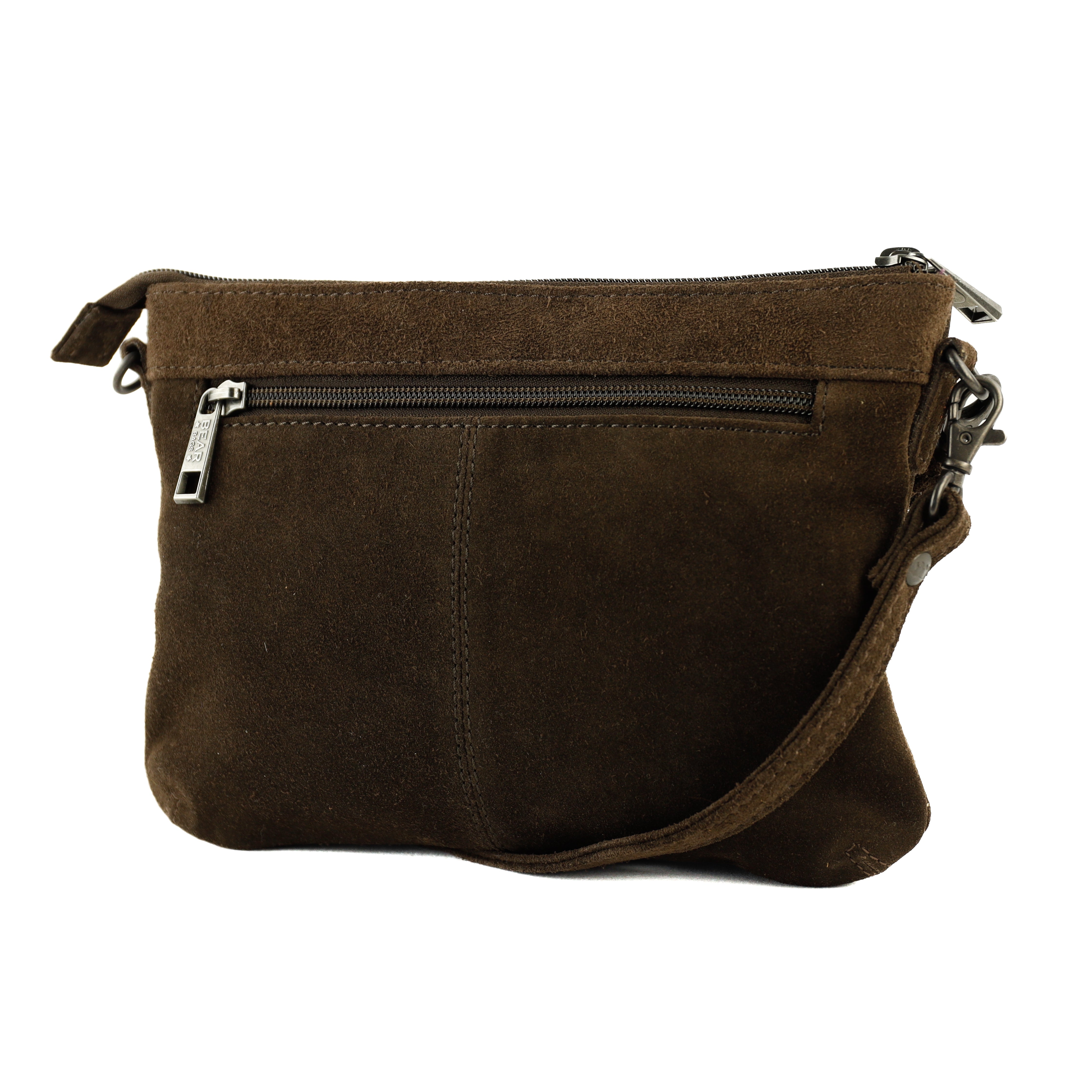 Veloursleder Schultertasche „Julie“ Braun