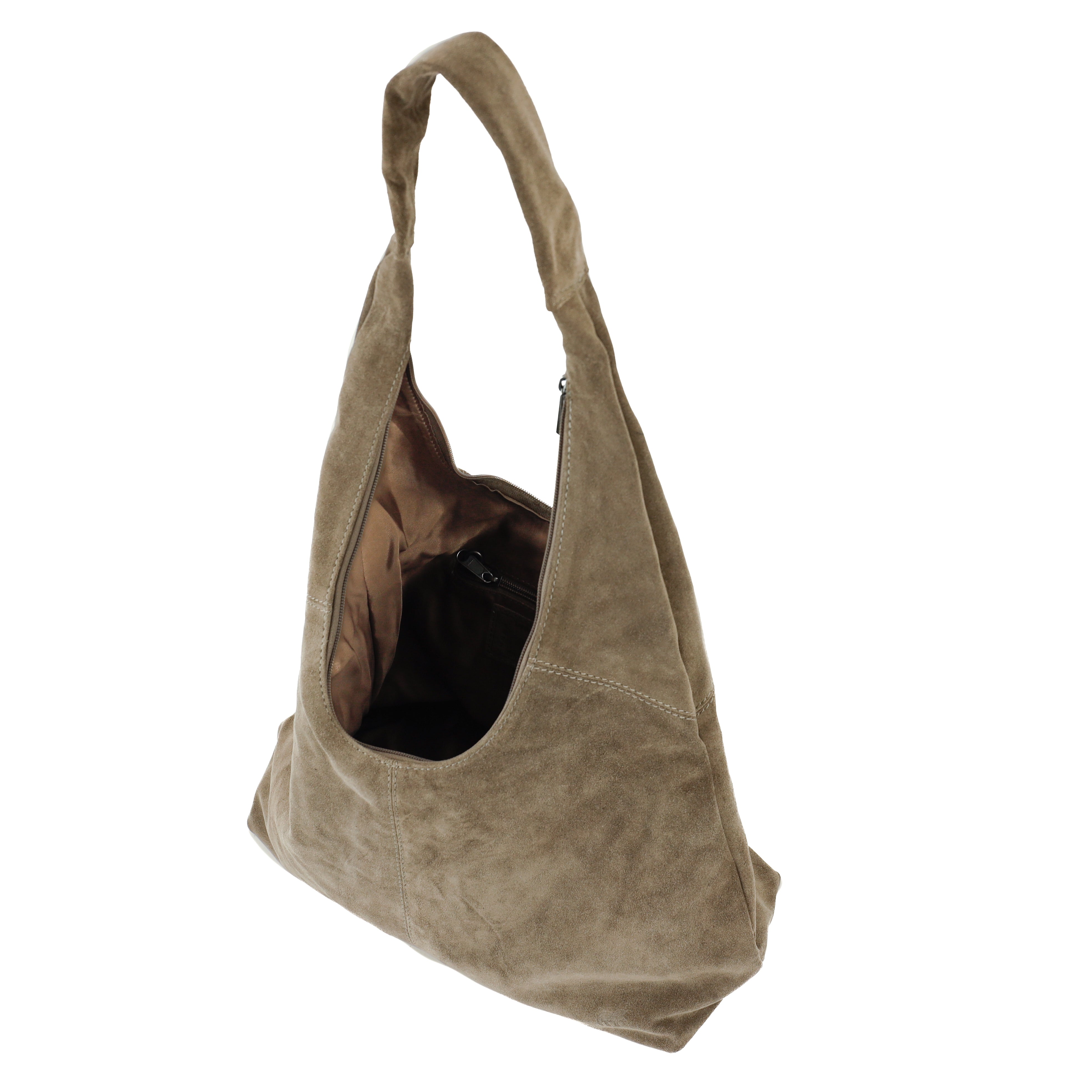 Velours Shopper/Beuteltasche 'Pauline' Taupe