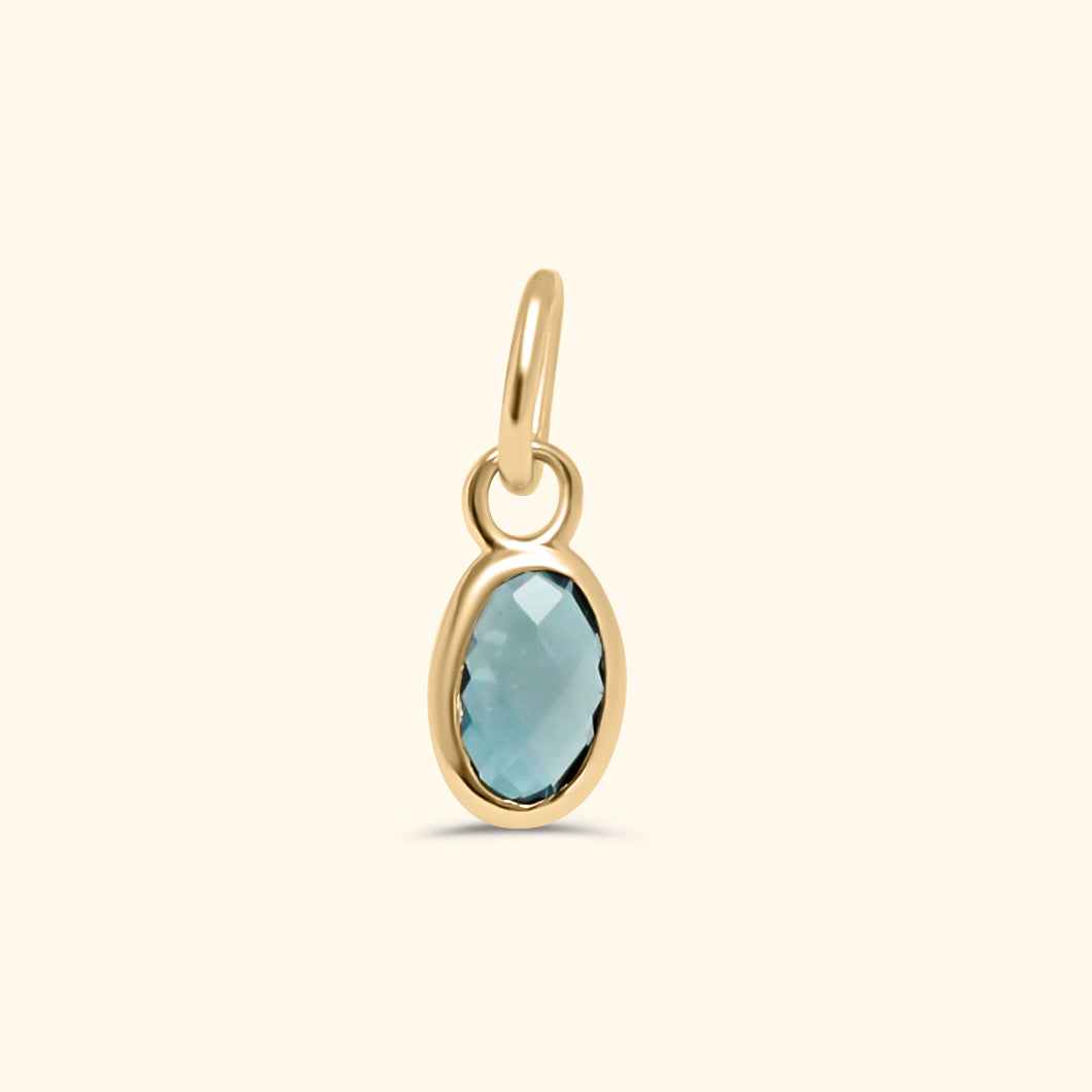London Blue Topaz Birthstone Hanger December | 14K Goud