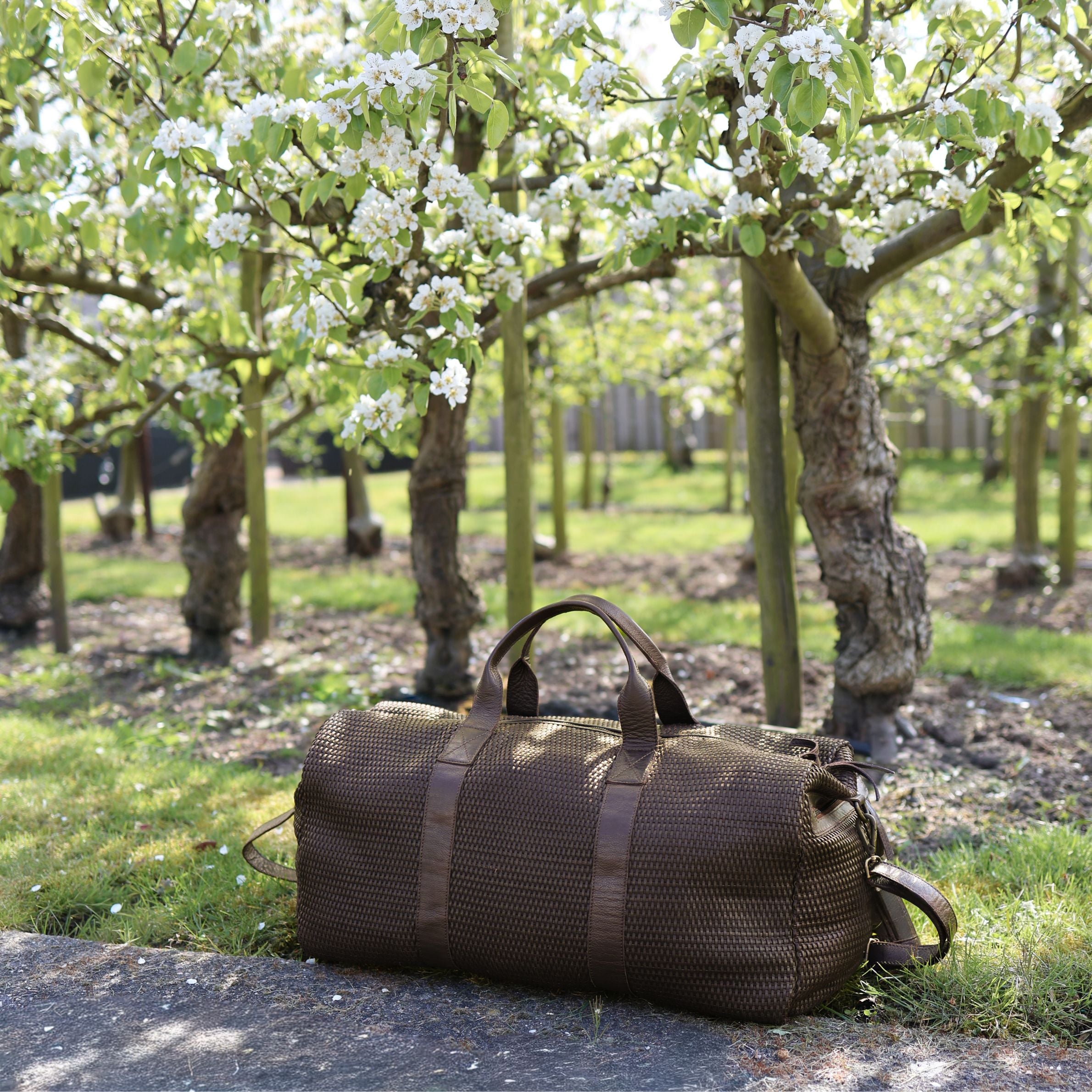 Geflochtene Wochenendtasche 'Vesper' Dunkelbraun