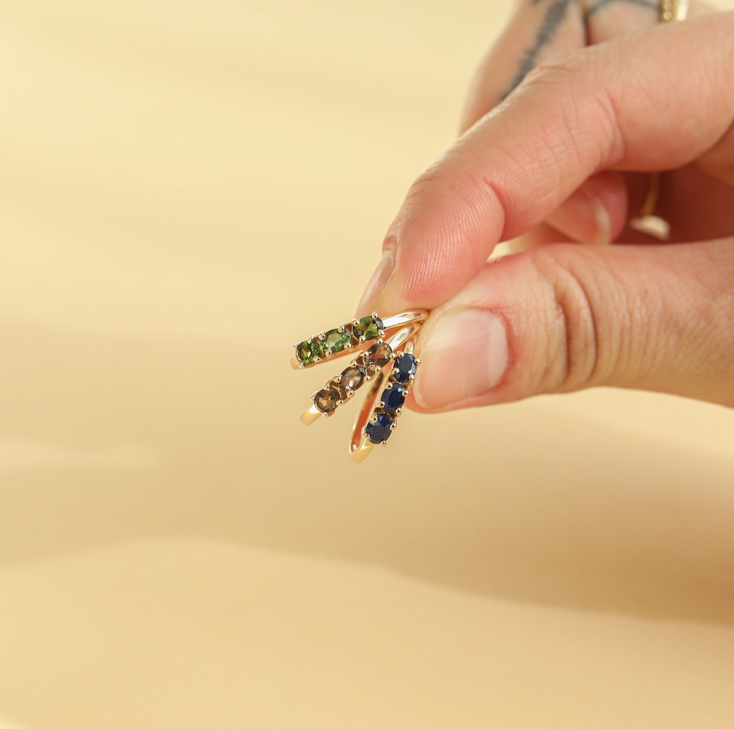 Trio Smoky Ring | 14K Gold