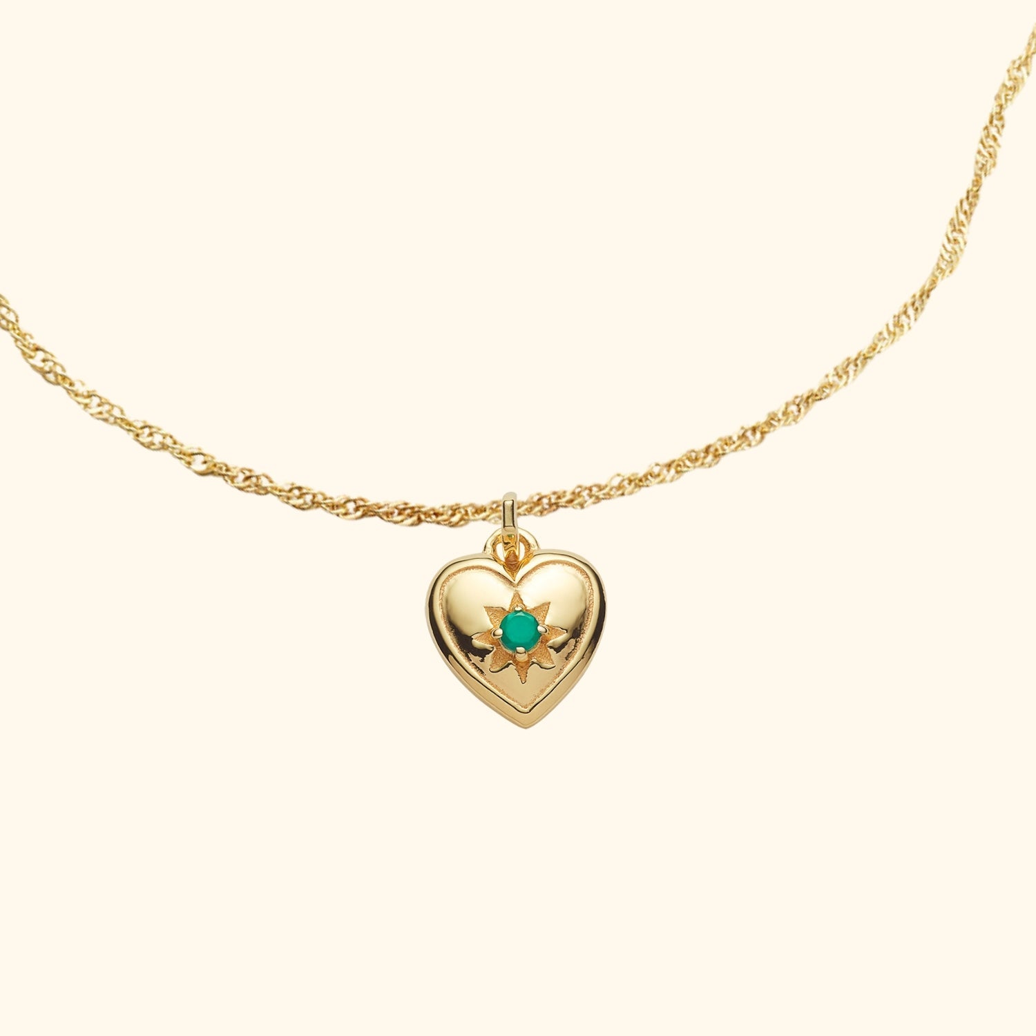 Herz-Halskette mit grünem Onyx | Gold Plated