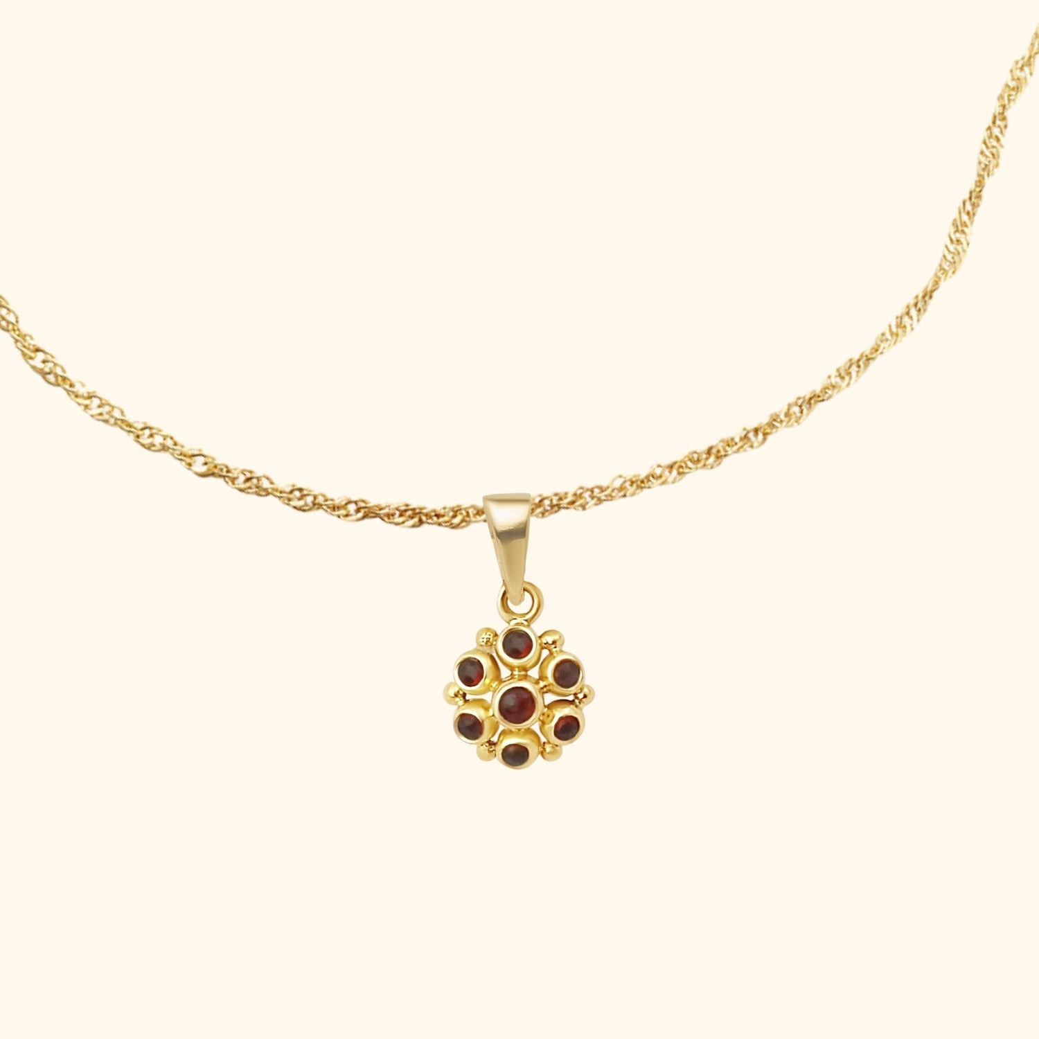 Bloom Granat Halskette | Gold Plated