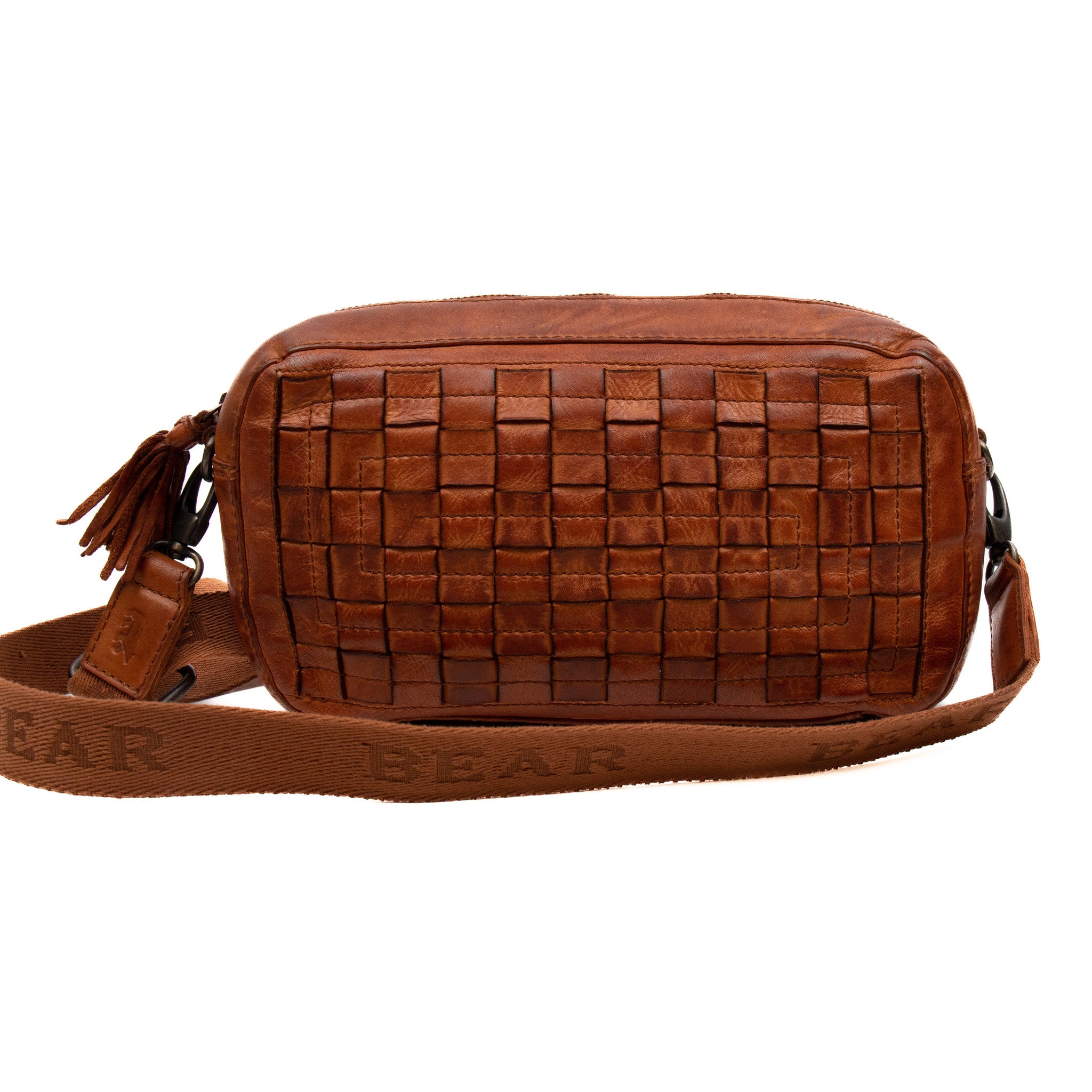 Geflochtene Umhängetasche 'Josje' cognac - CL 43085