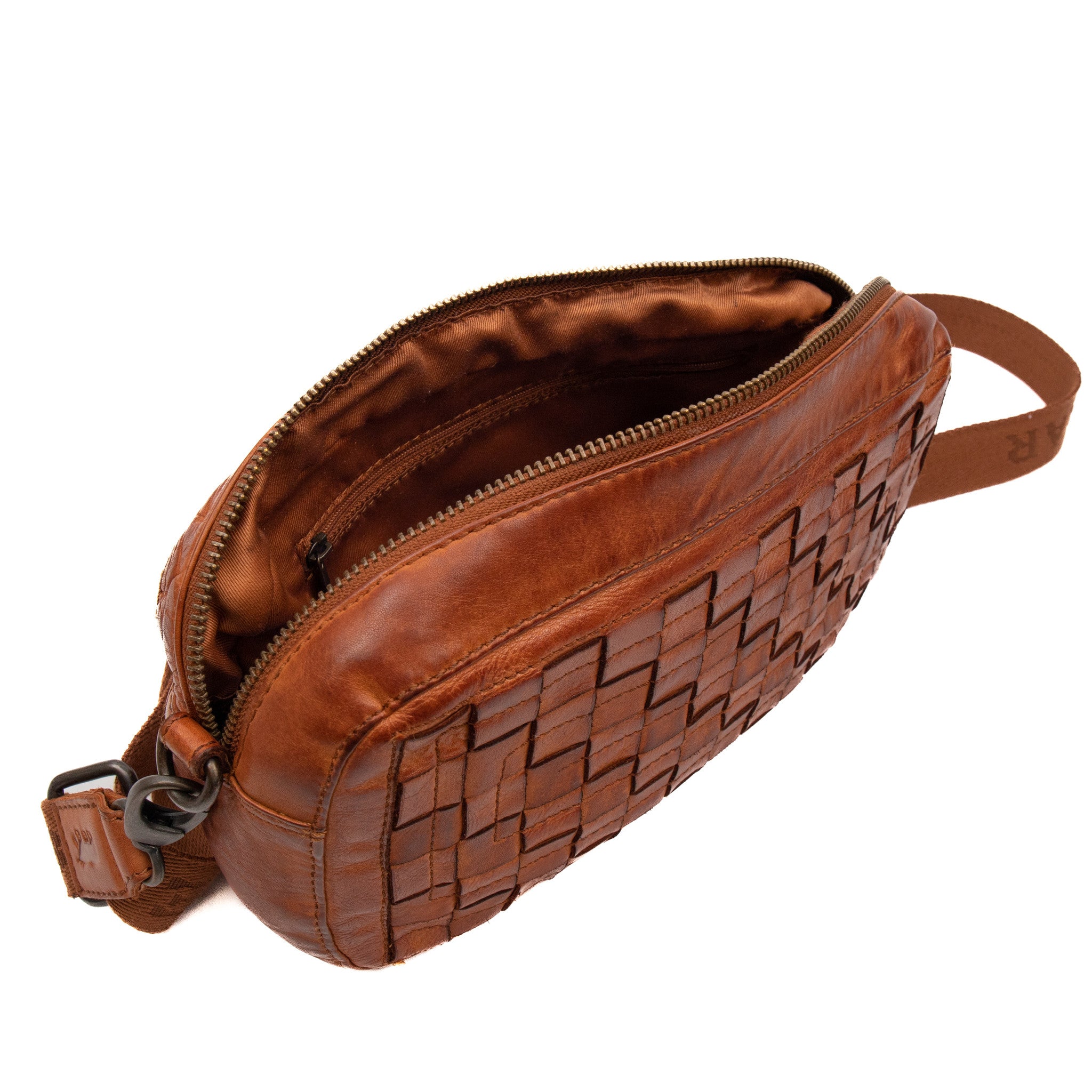 Geflochtene Umhängetasche 'Josje' cognac - CL 43085