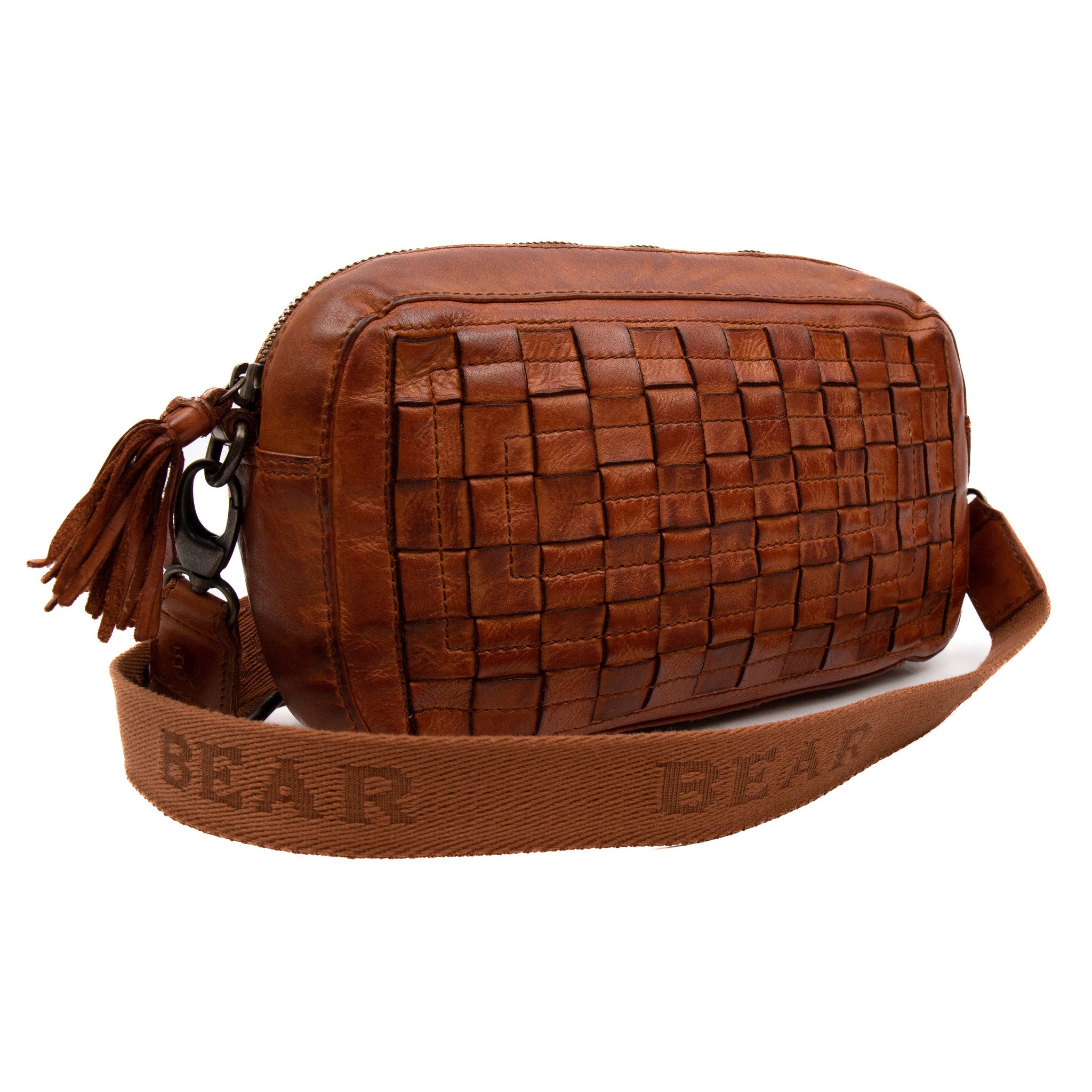 Geflochtene Umhängetasche 'Josje' cognac - CL 43085