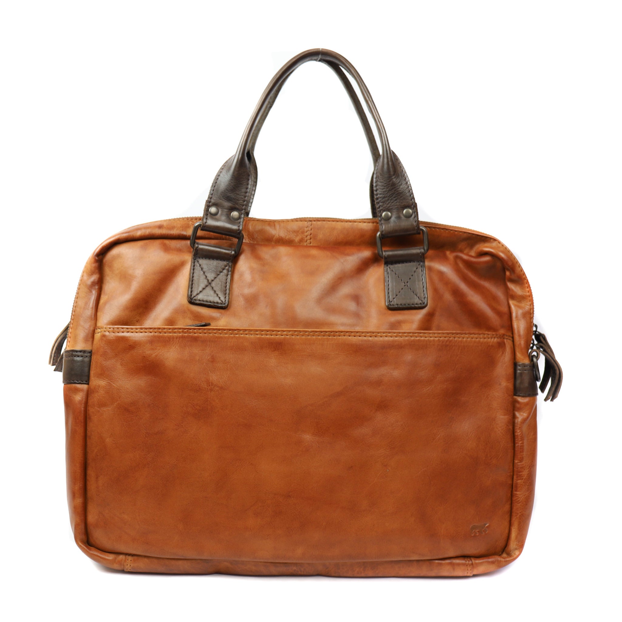 Laptop tasche 'Leandro' Cognac/Dunkelbraun