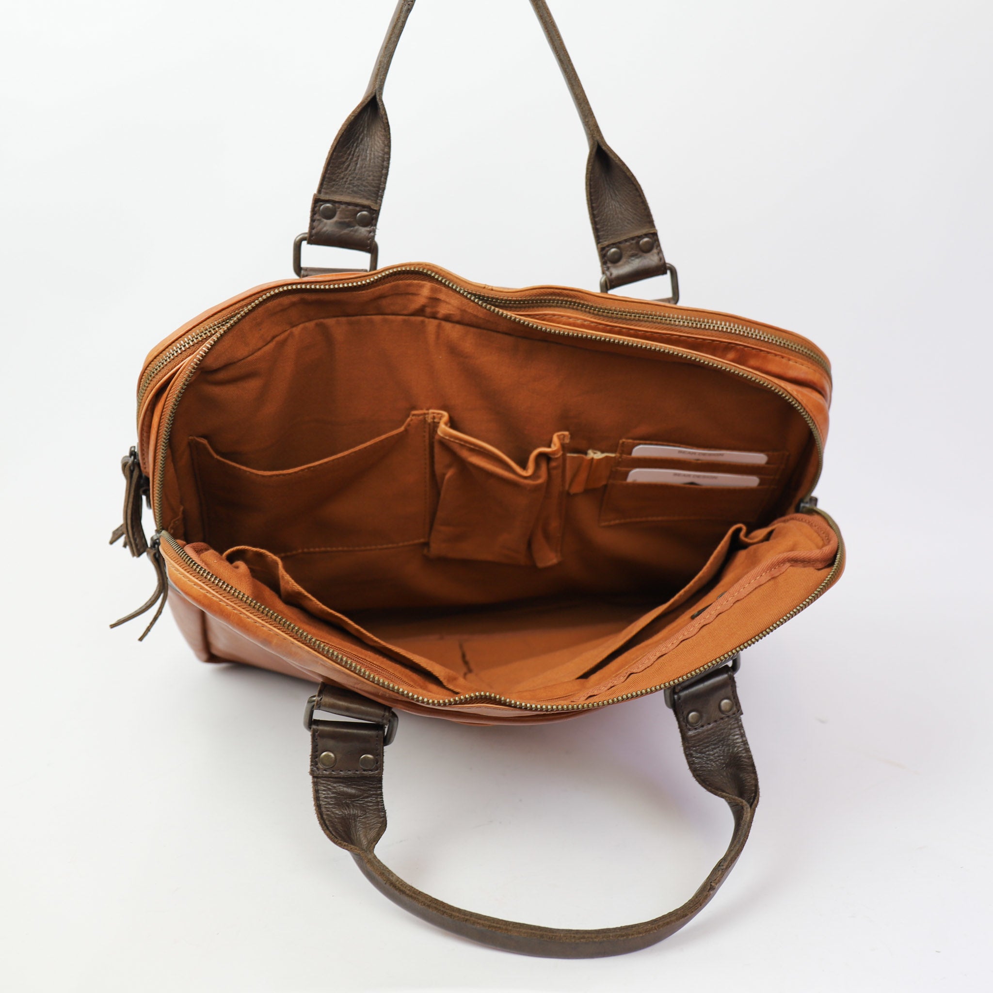 Laptop tasche 'Leandro' Cognac/Dunkelbraun