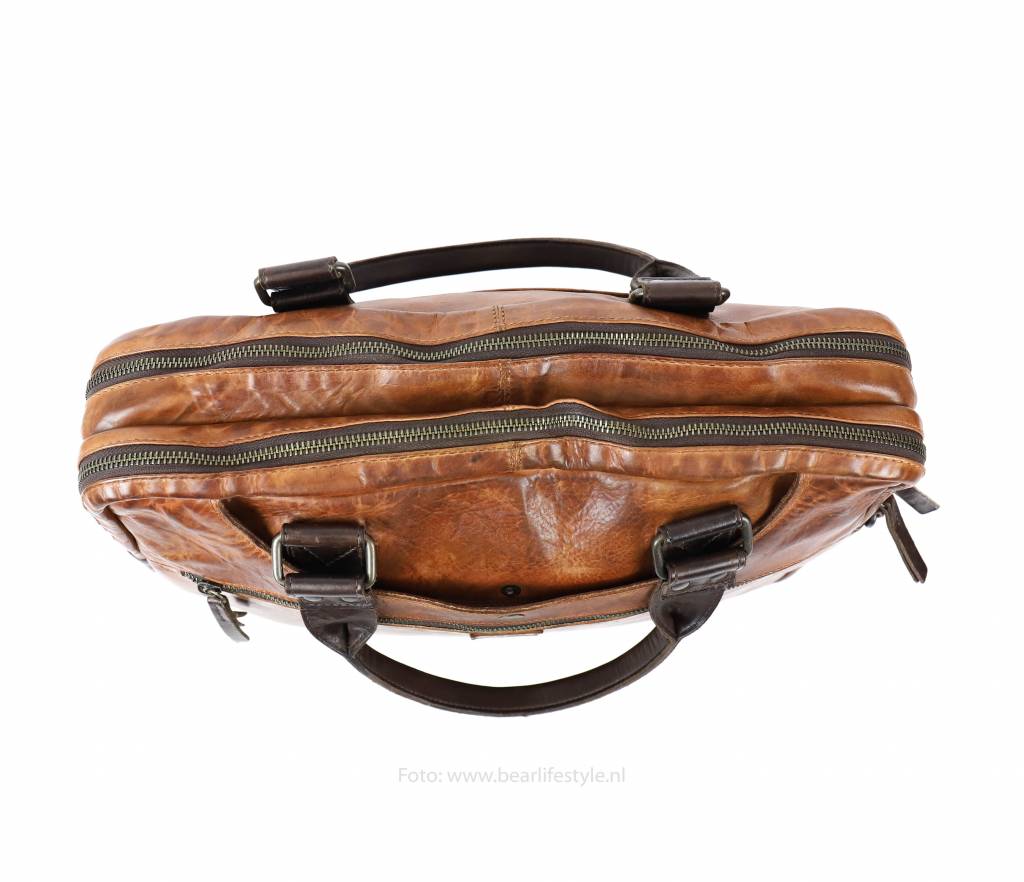 Laptop tasche 'Leandro' Cognac/Dunkelbraun