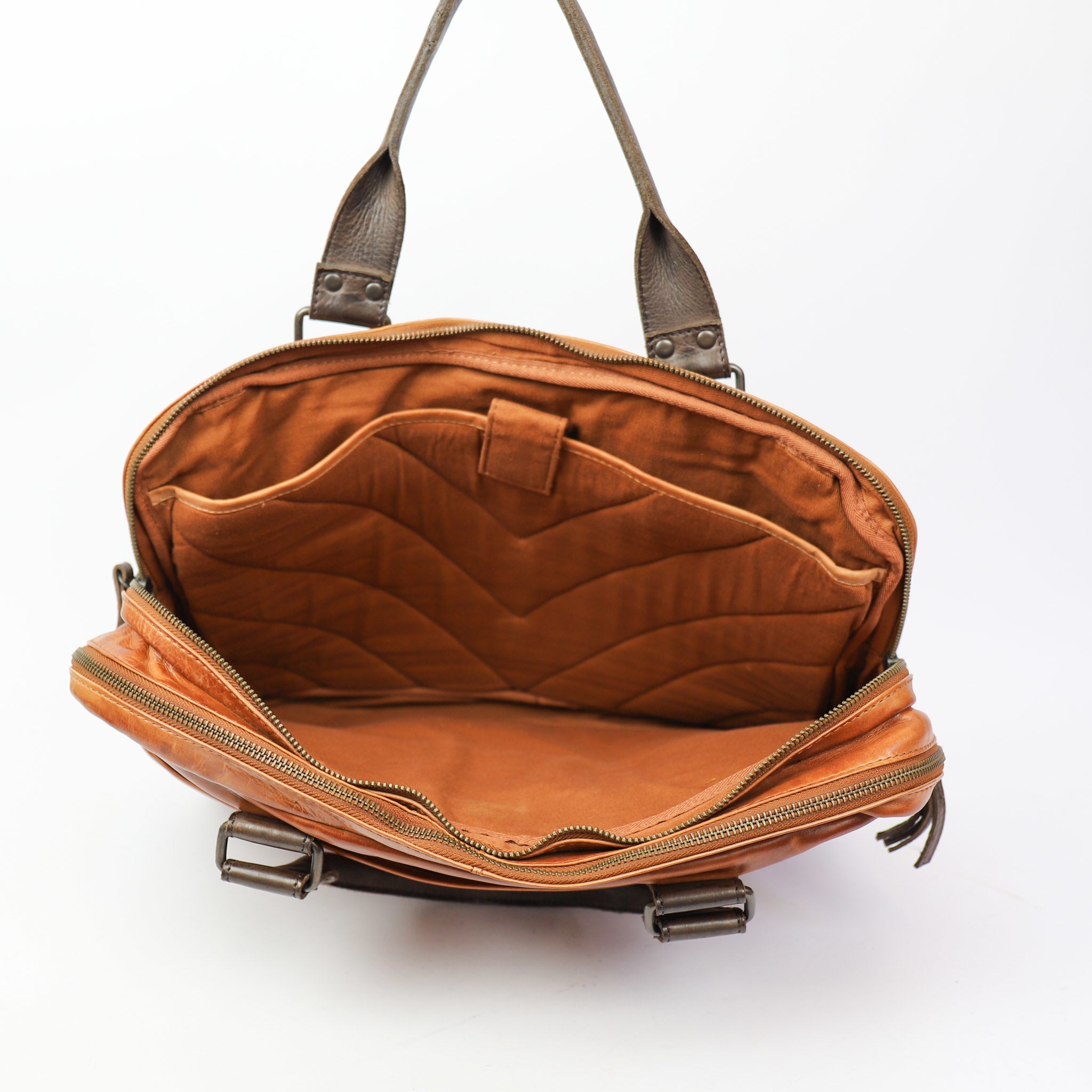 Laptop tasche 'Leandro' Cognac/Dunkelbraun