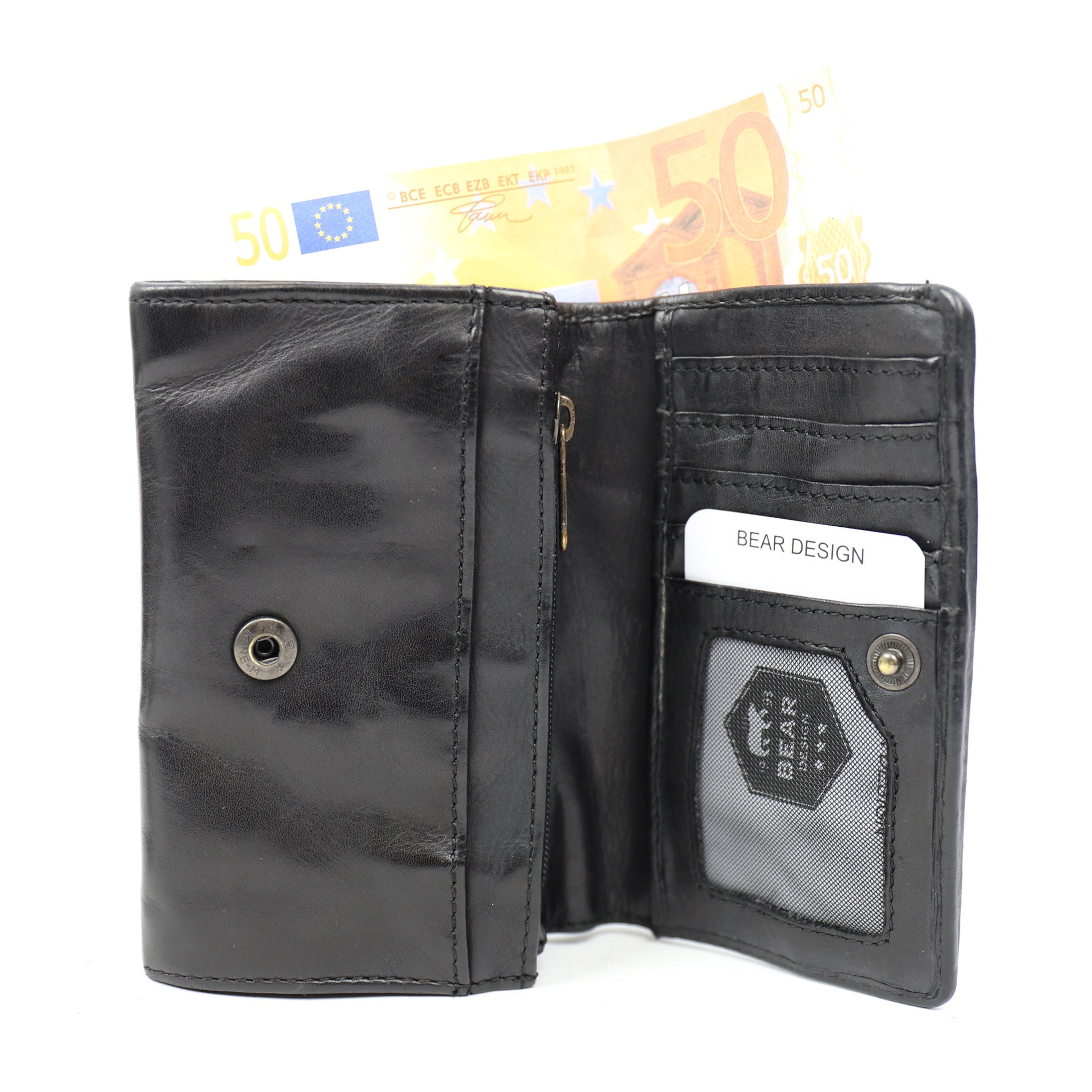 Wickelgeldbörse 'Flappie' schwarz geflochten - CL 19005