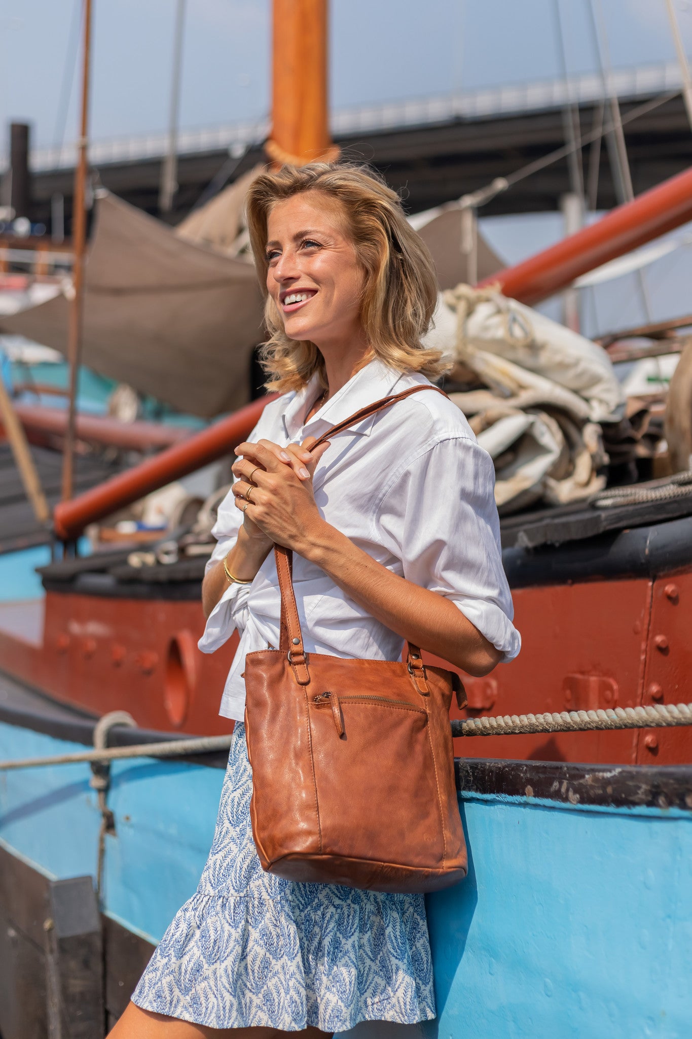 Rucksack/Umhängetasche 'Sandy' Cognac