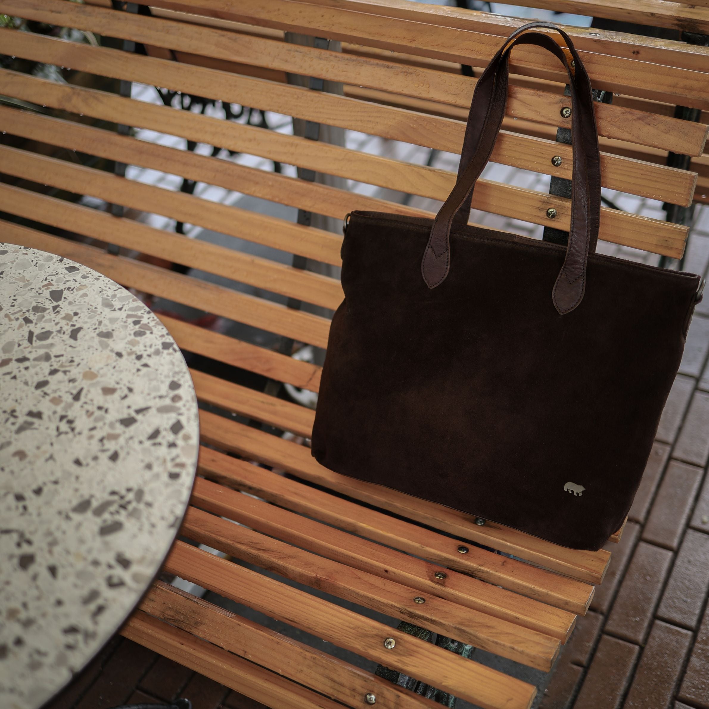 Velours Shopper/Umhängetasche 'Annelies' Dunkelbraun