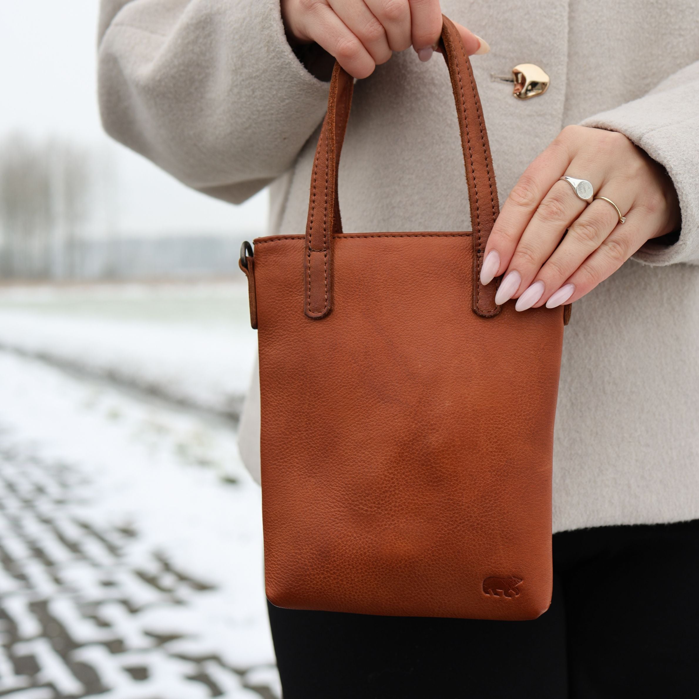 Kleine Hand-/Umhängetasche 'Bella' Cognac