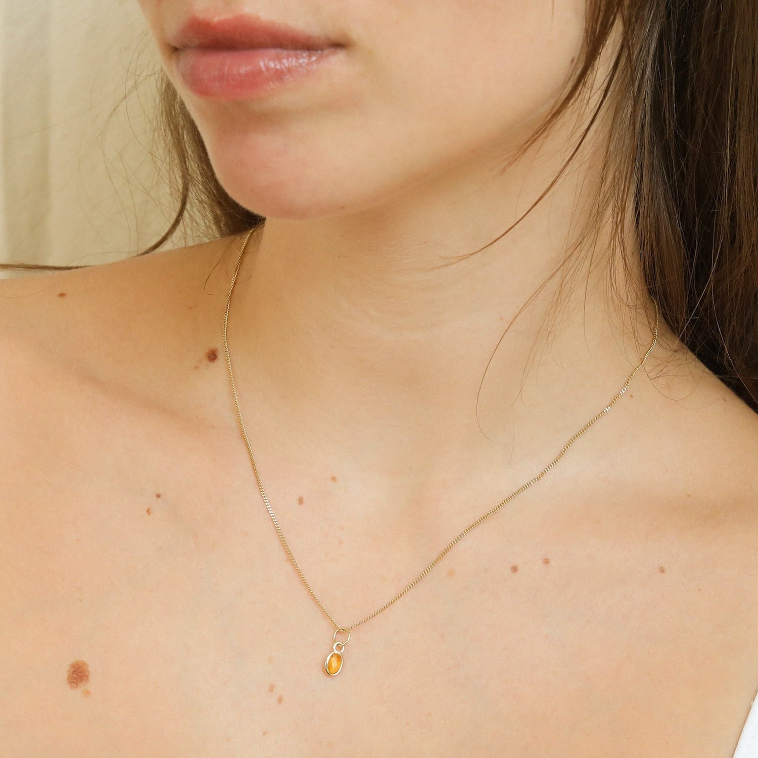 Citrine Birthstone Hanger November | 14K Goud