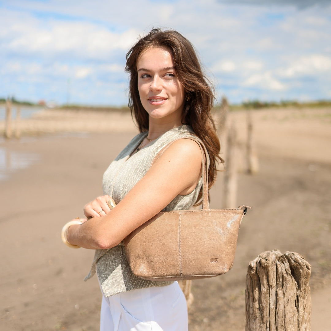 Kleine Handtasche/Umhängetasche 'Lola' Beige
