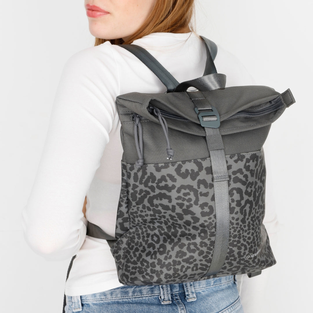 Urban Leopard - Wasserabweisender Mini Rolltop-Rucksack 'Los Angeles' 7L Grau