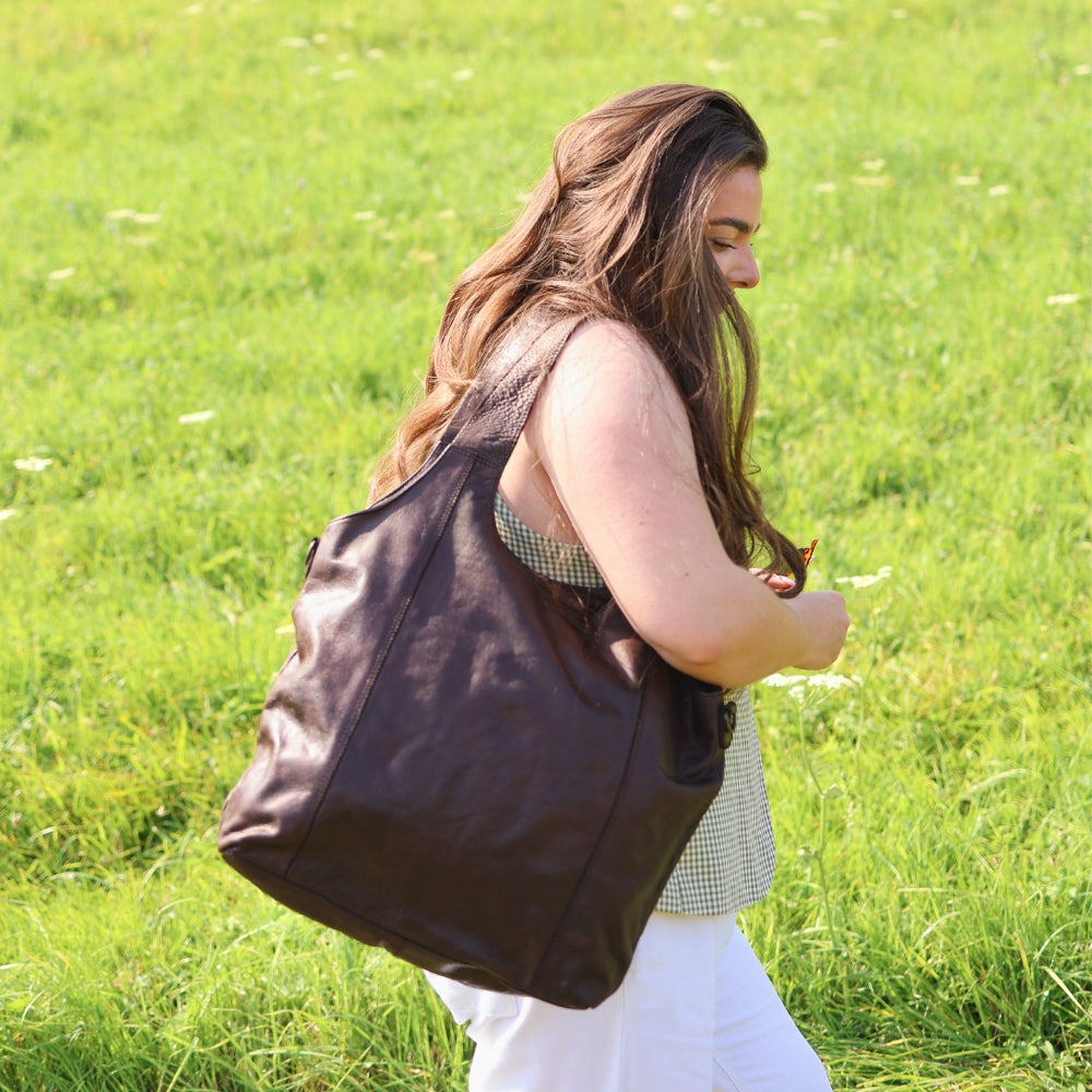 Großer Shopper/Beuteltasche 'Aurora' Dunkelbraun