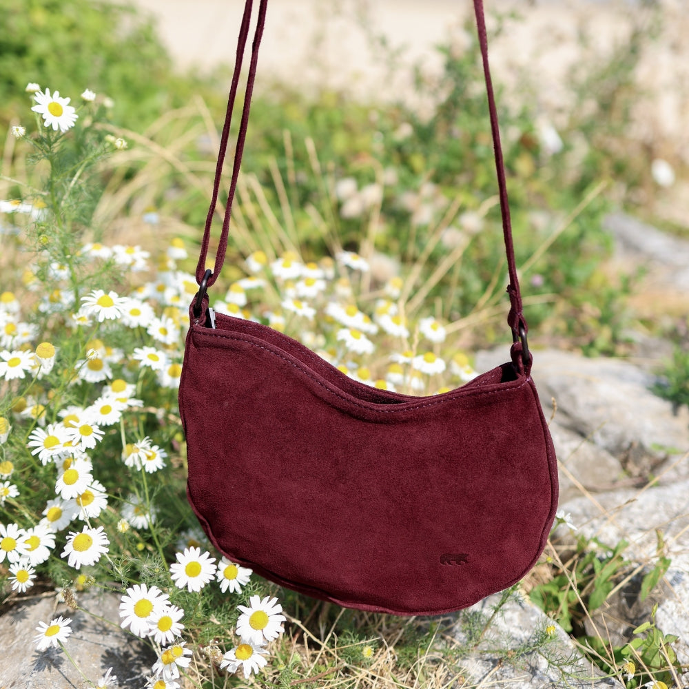 Velours Umhängetasche 'Tamara' Bordeaux