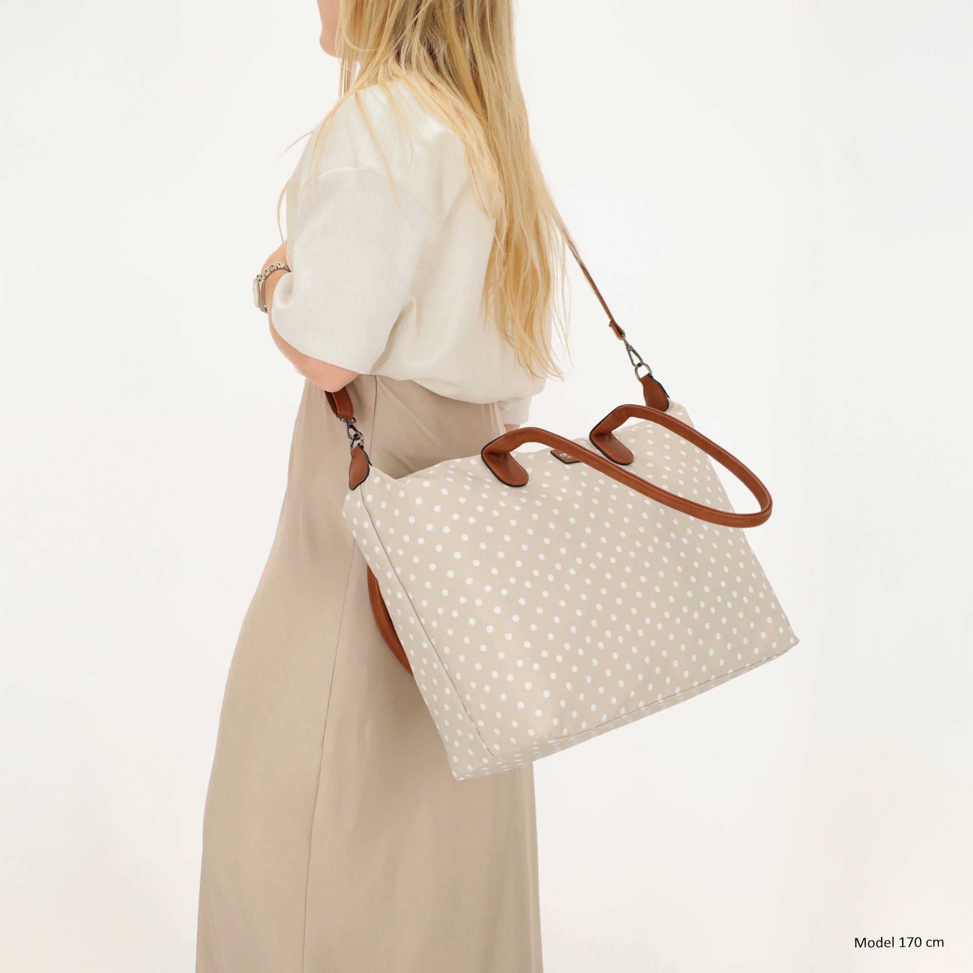 Buckingham Laptoptas 15.6 inch stippen wit-taupe